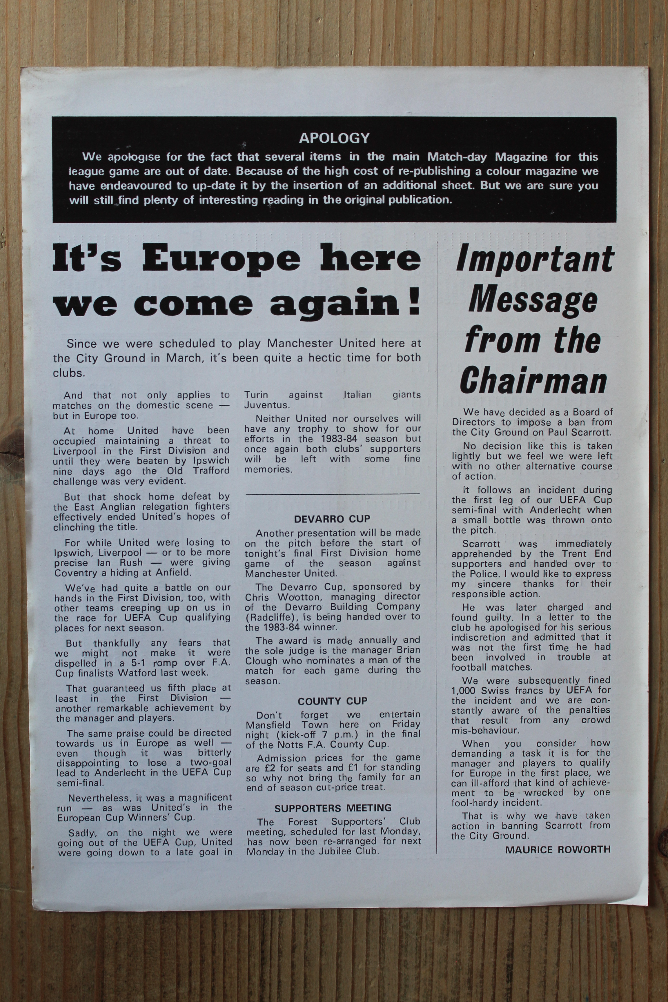 Nottingham Forest FC v Manchester United FC