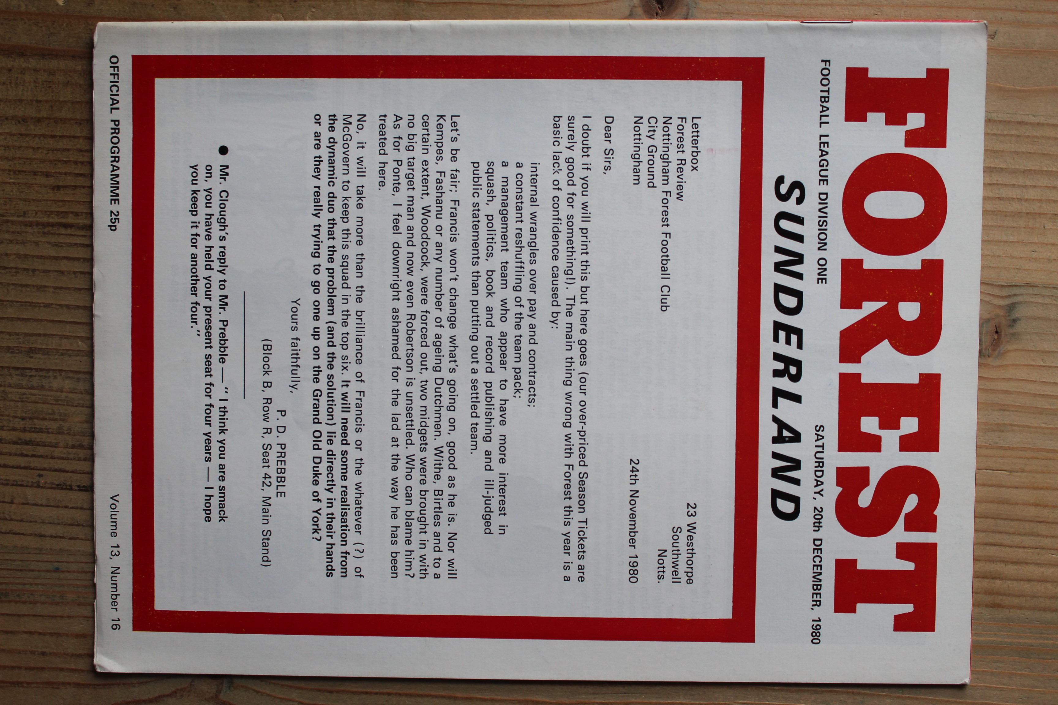 Nottingham Forest FC v Sunderland FC