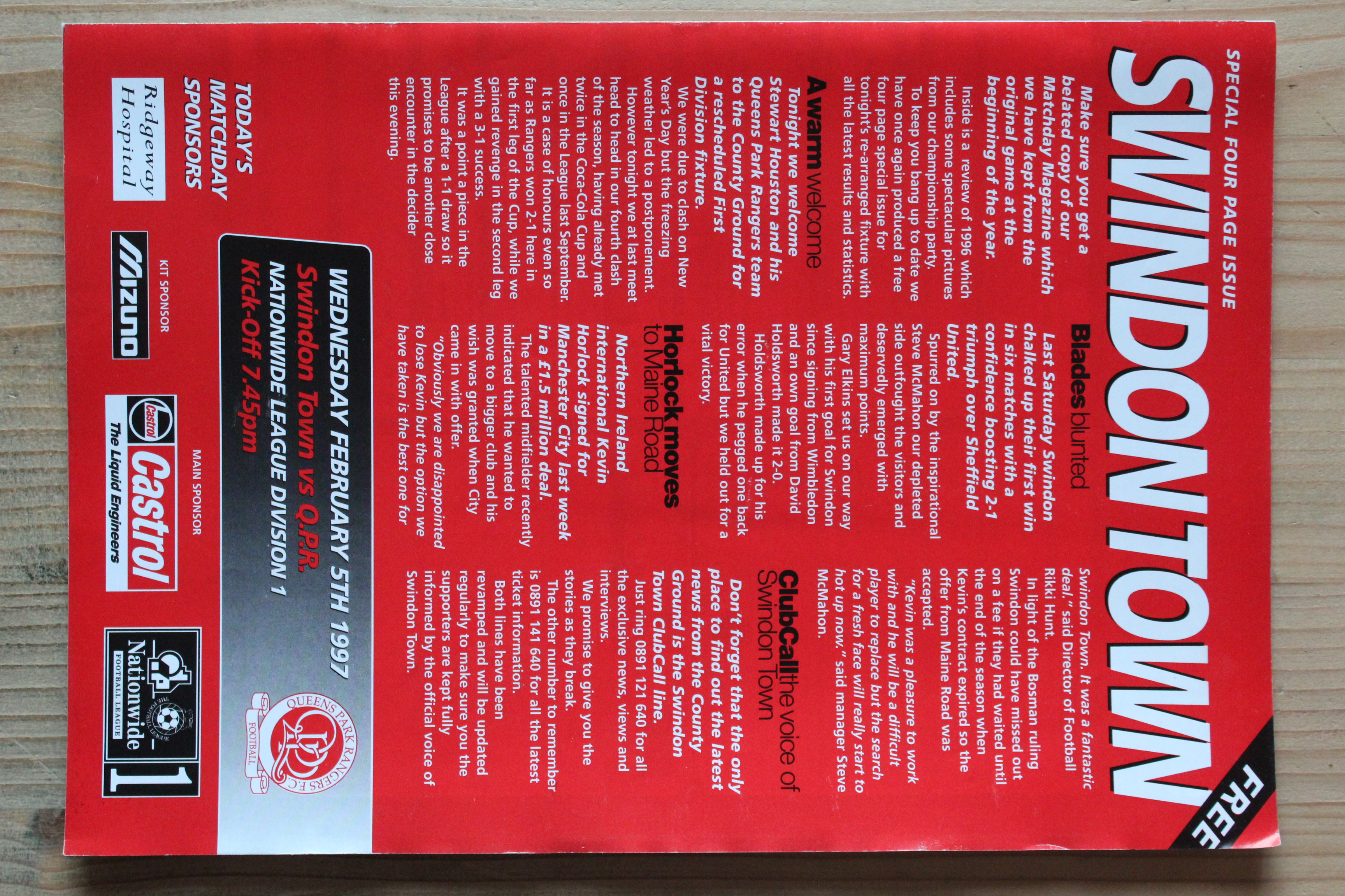 Swindon Town FC v Queens Park Rangers FC