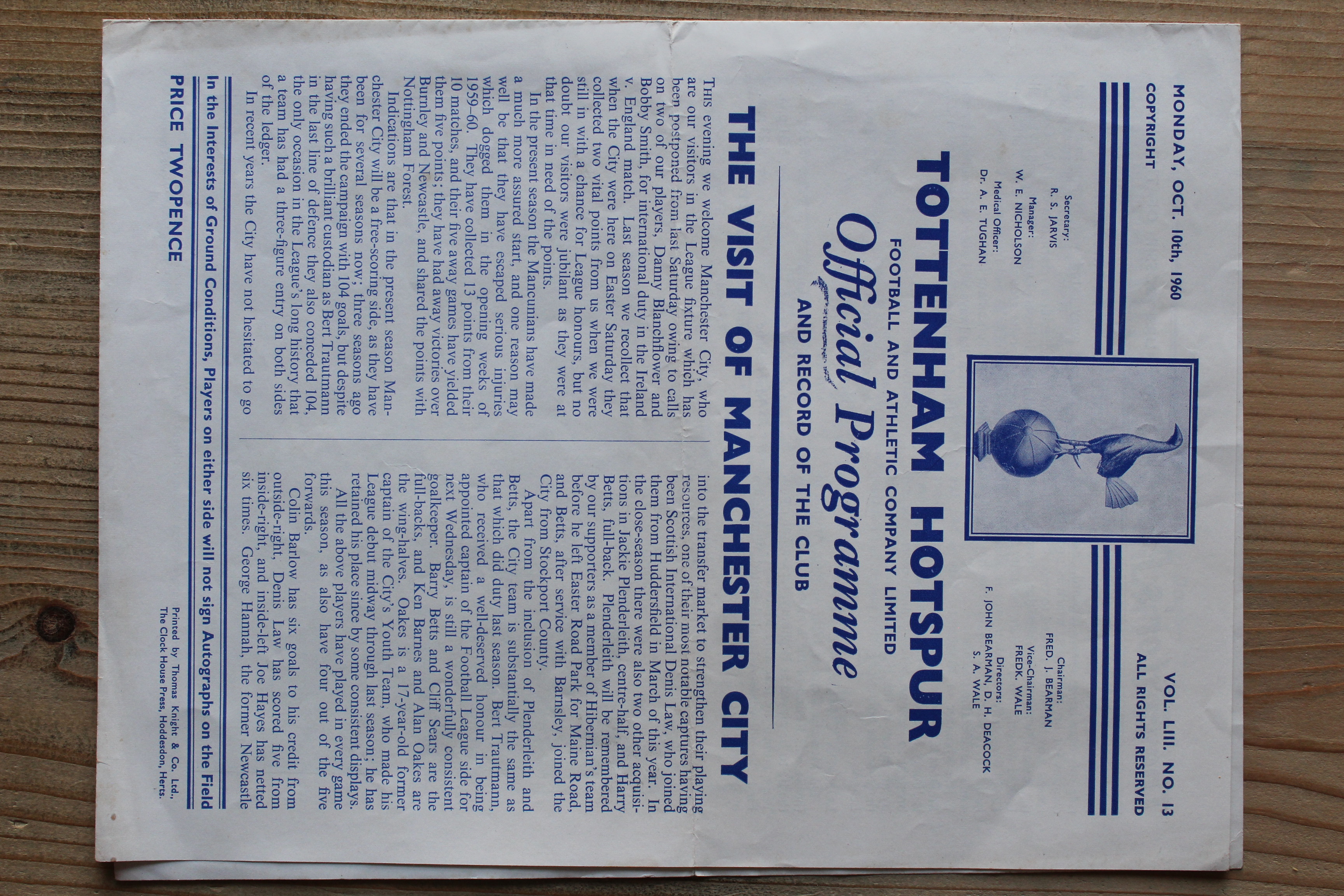 Tottenham Hotspur FC v Manchester City FC