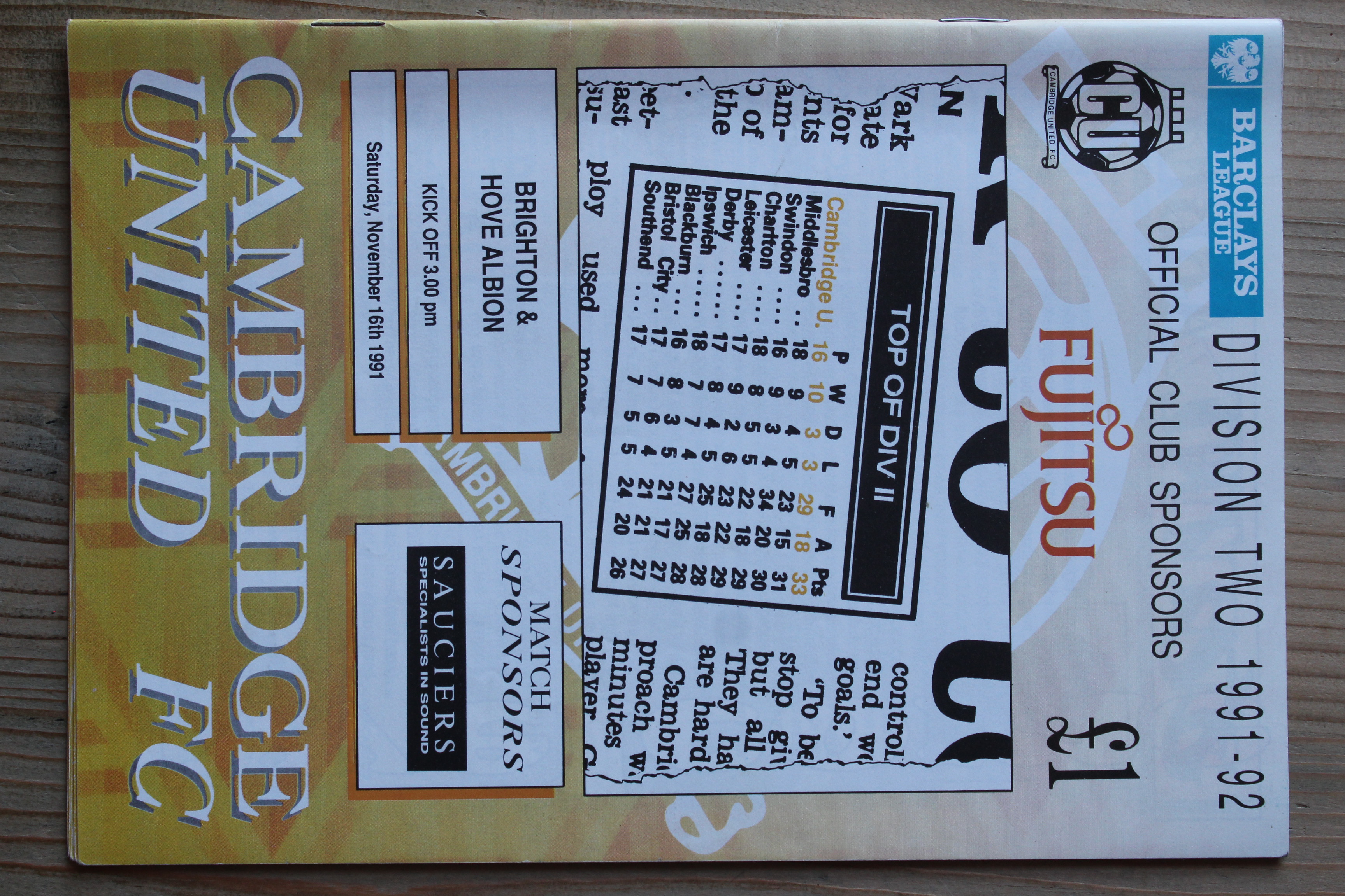 Cambridge United FC v Brighton & Hove Albion FC