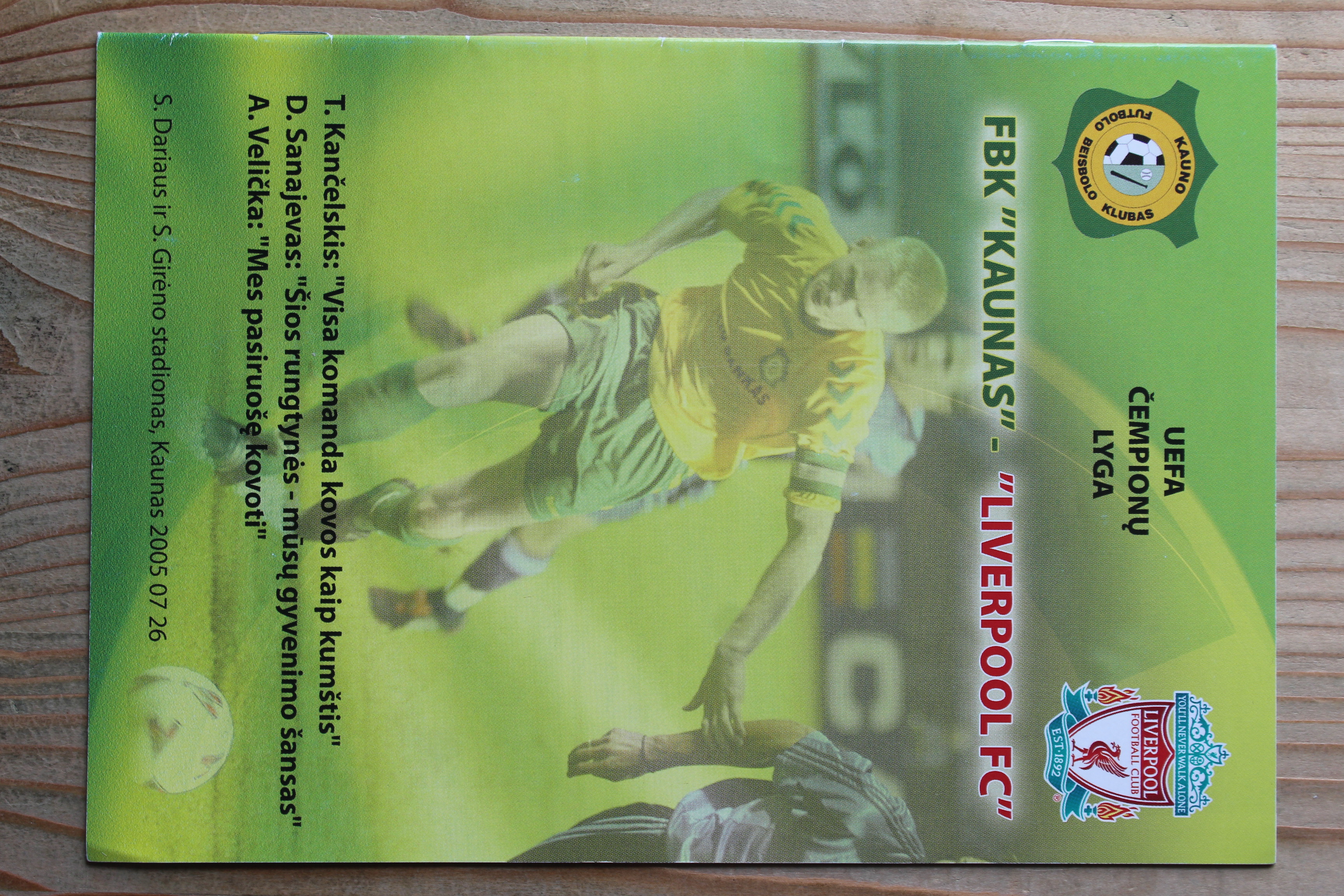 FBK Kaunas v Liverpool FC