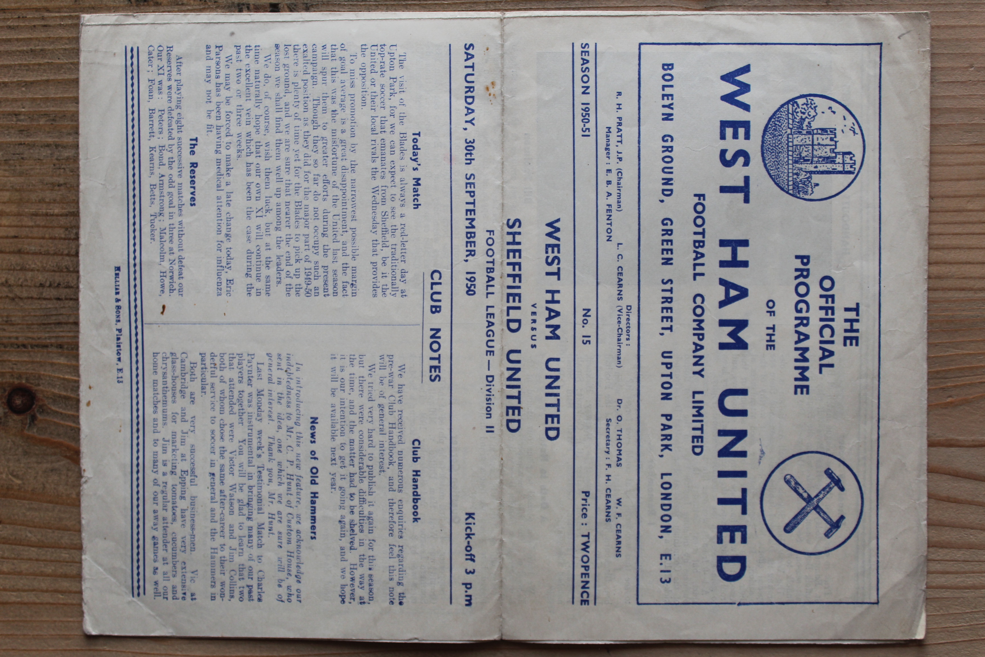 West Ham United FC v Sheffield United FC