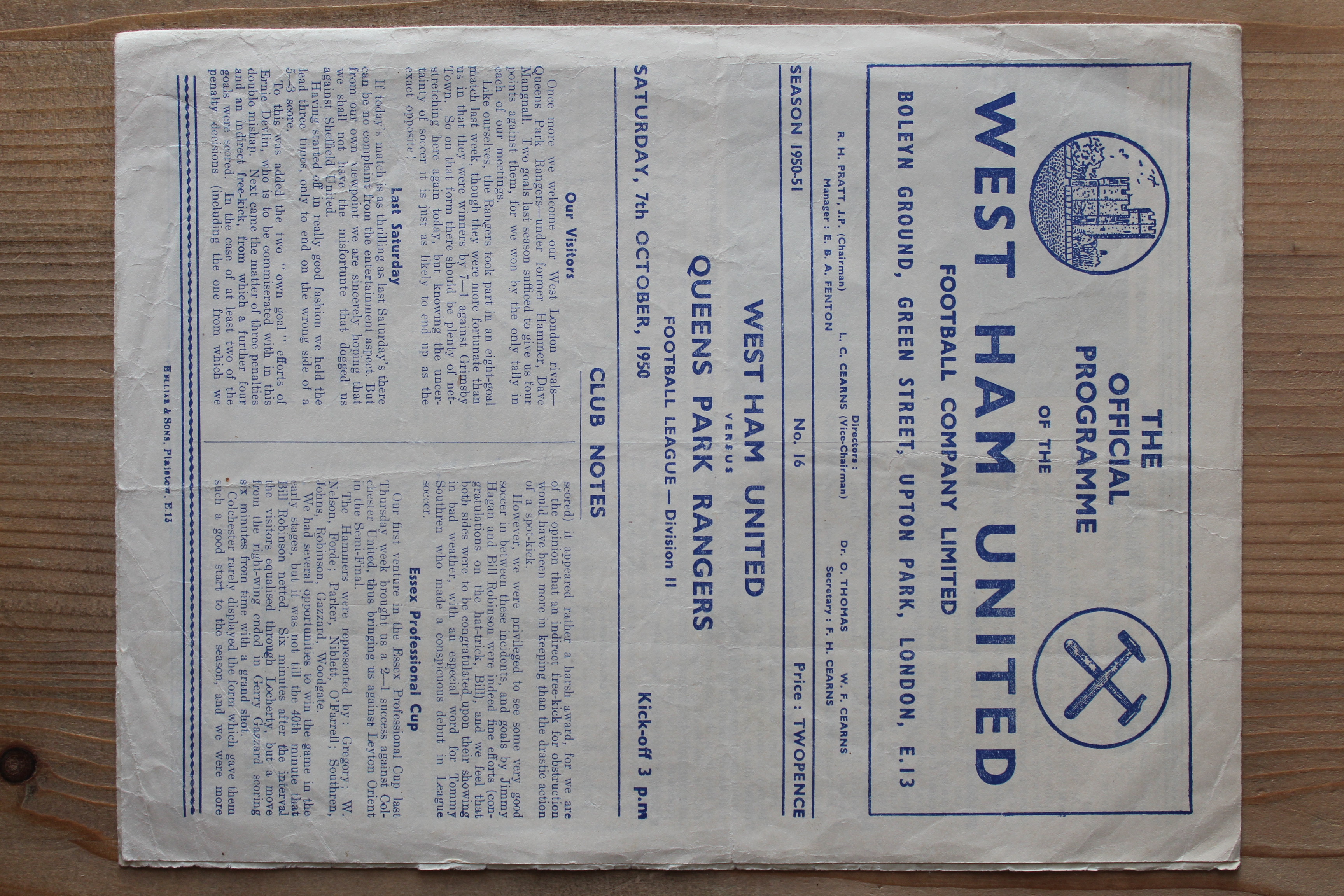 West Ham United FC v Queens Park Rangers FC