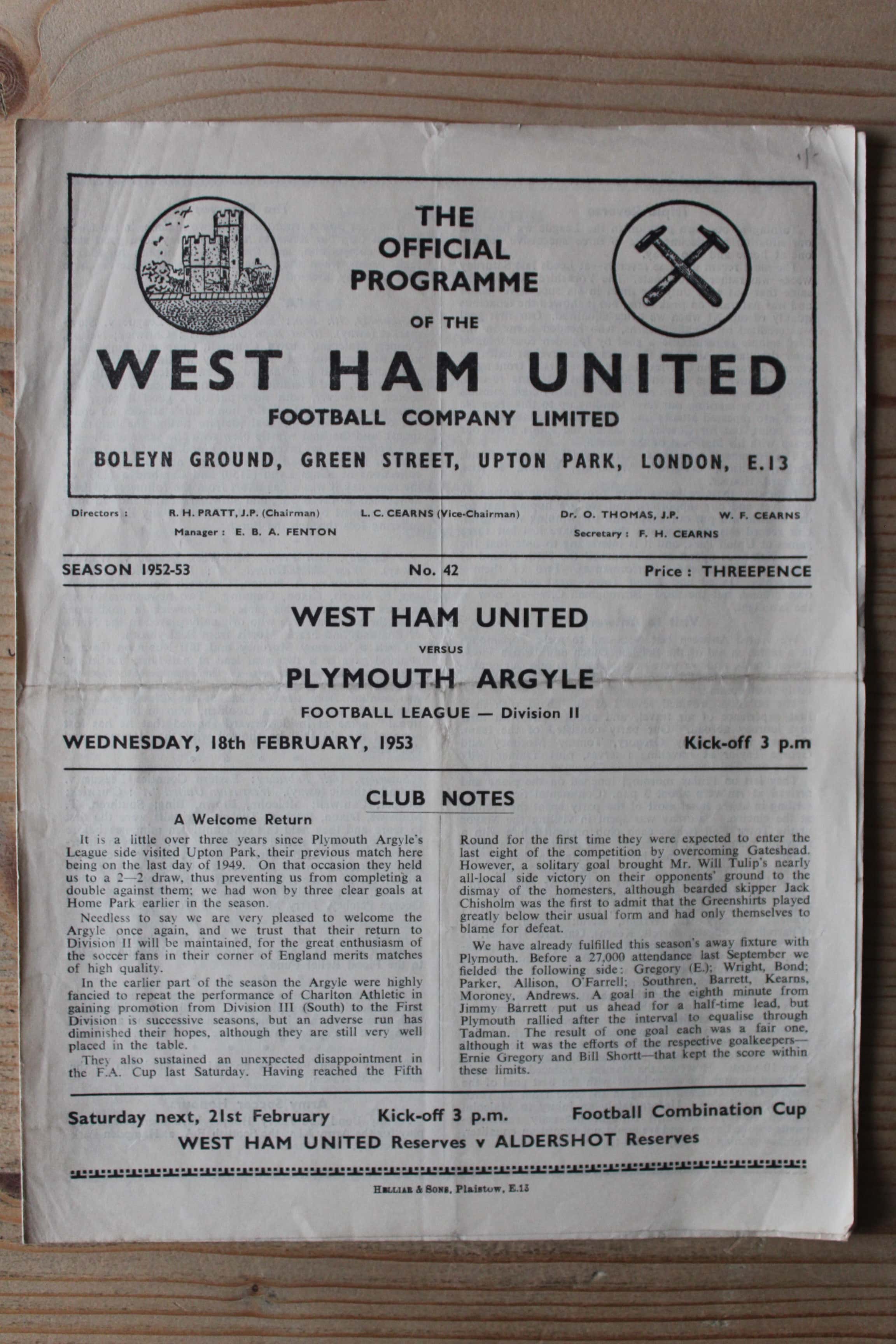 West Ham United FC v Plymouth Argyle FC