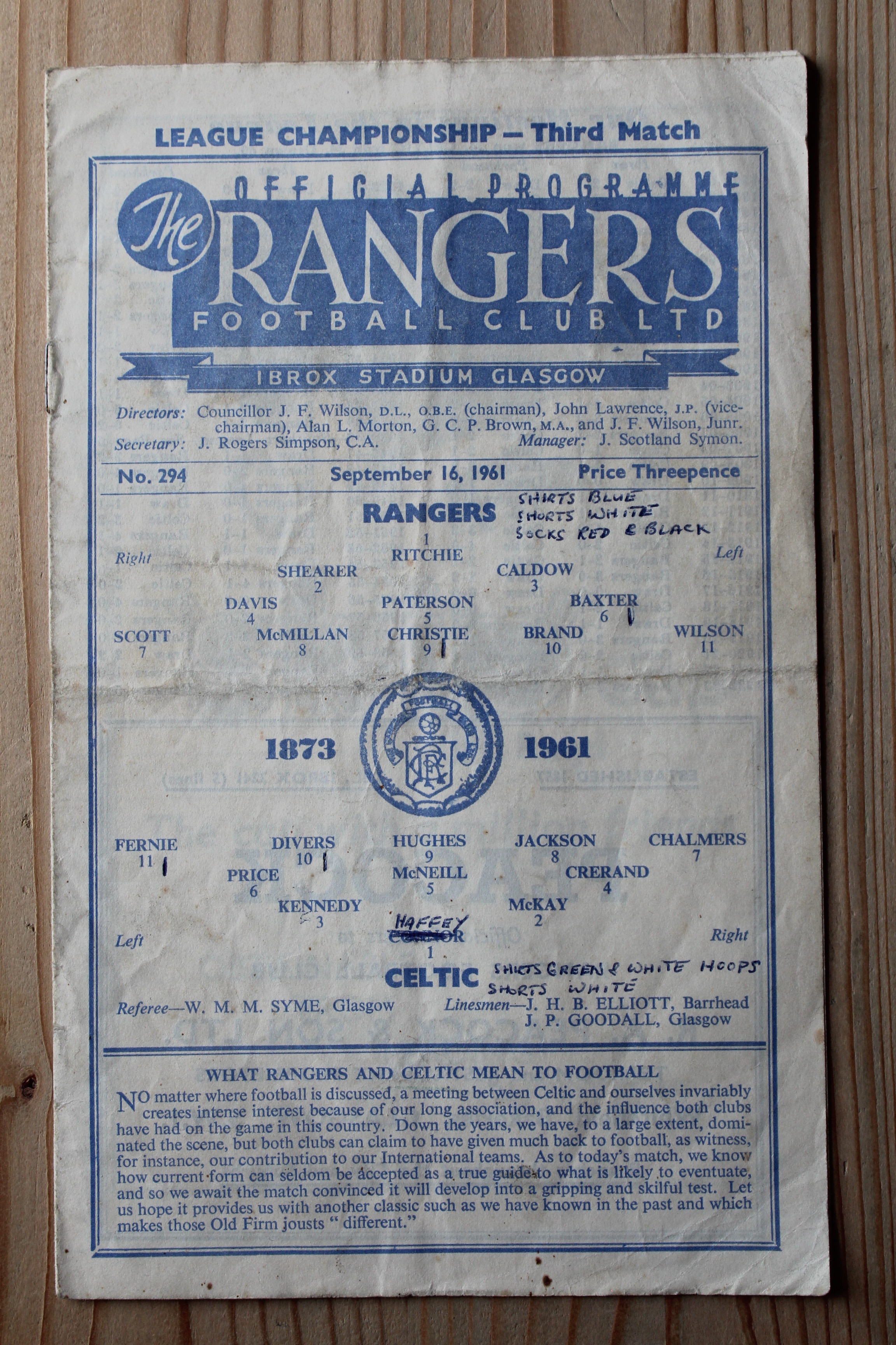 Rangers (Glasgow) FC v Celtic (Glasgow) FC