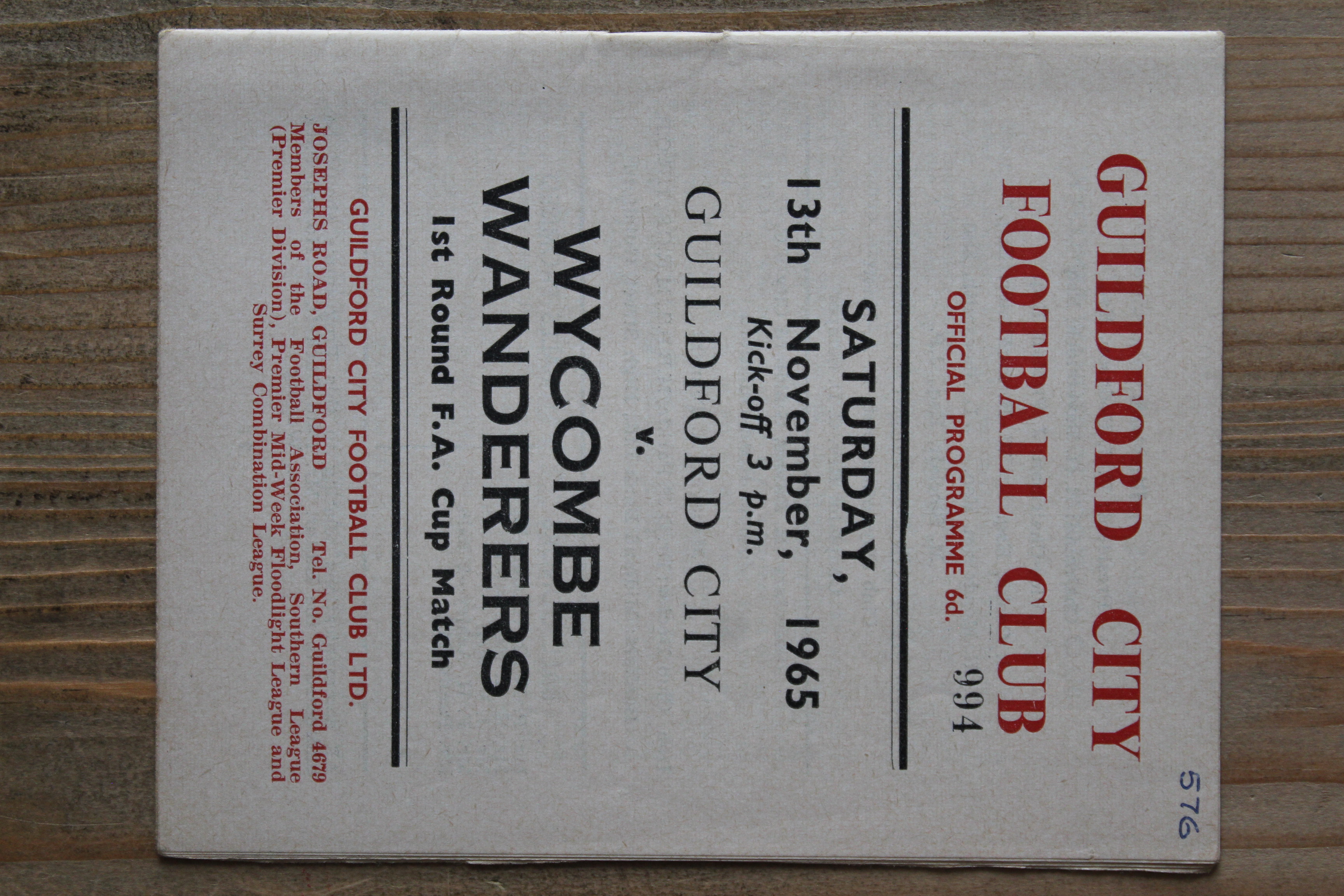 Guildford City v Wycombe Wanderers FC
