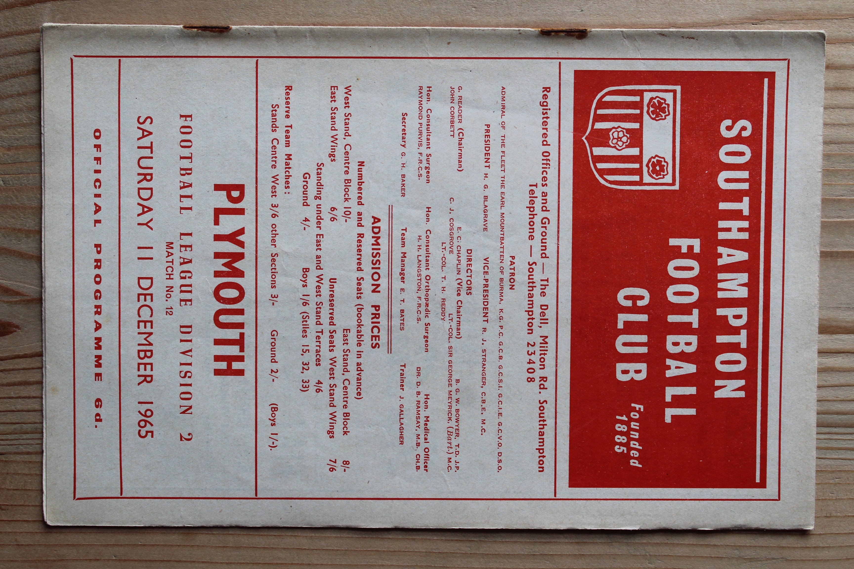 Southampton FC v Plymouth Argyle FC