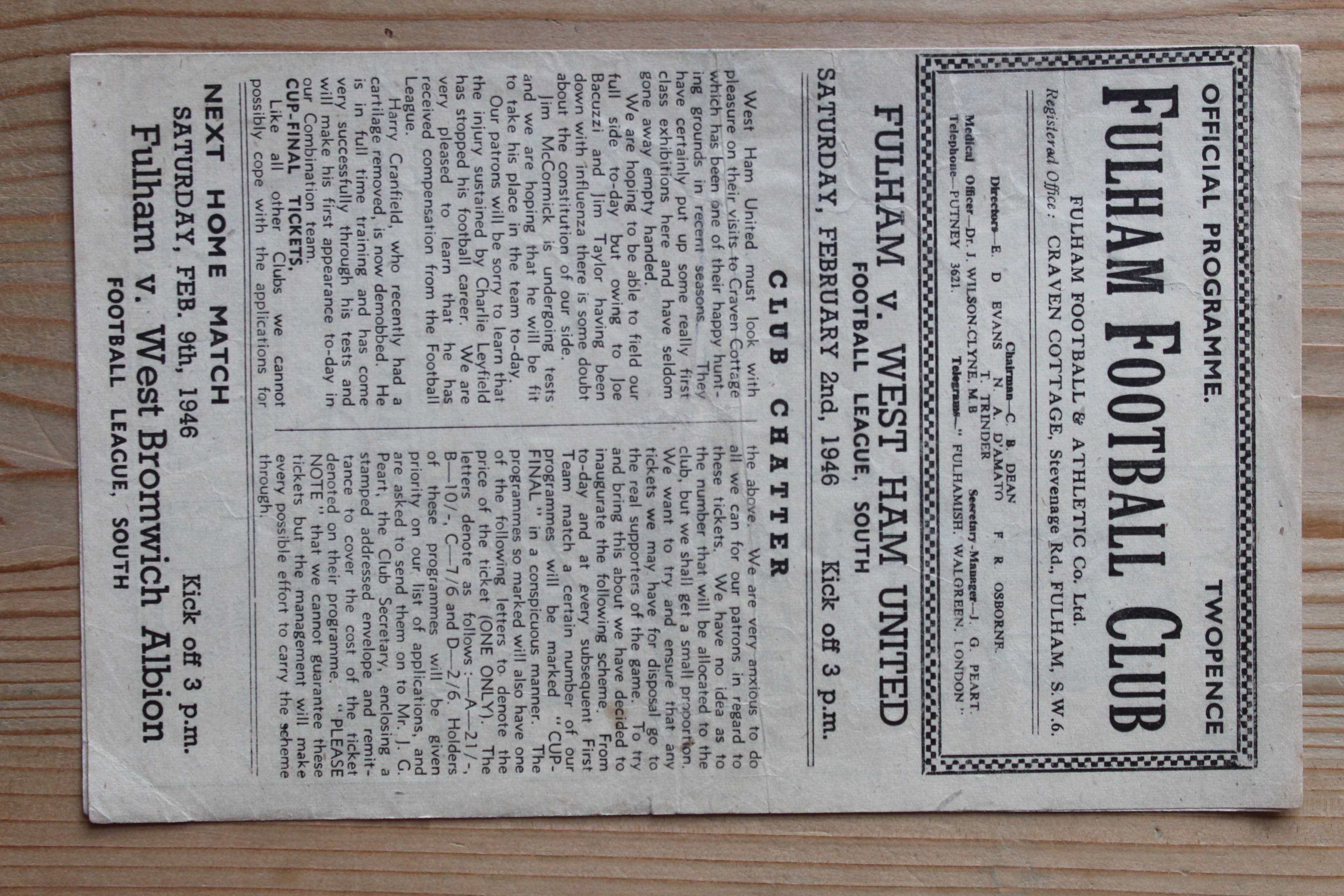 Fulham FC v West Ham United FC
