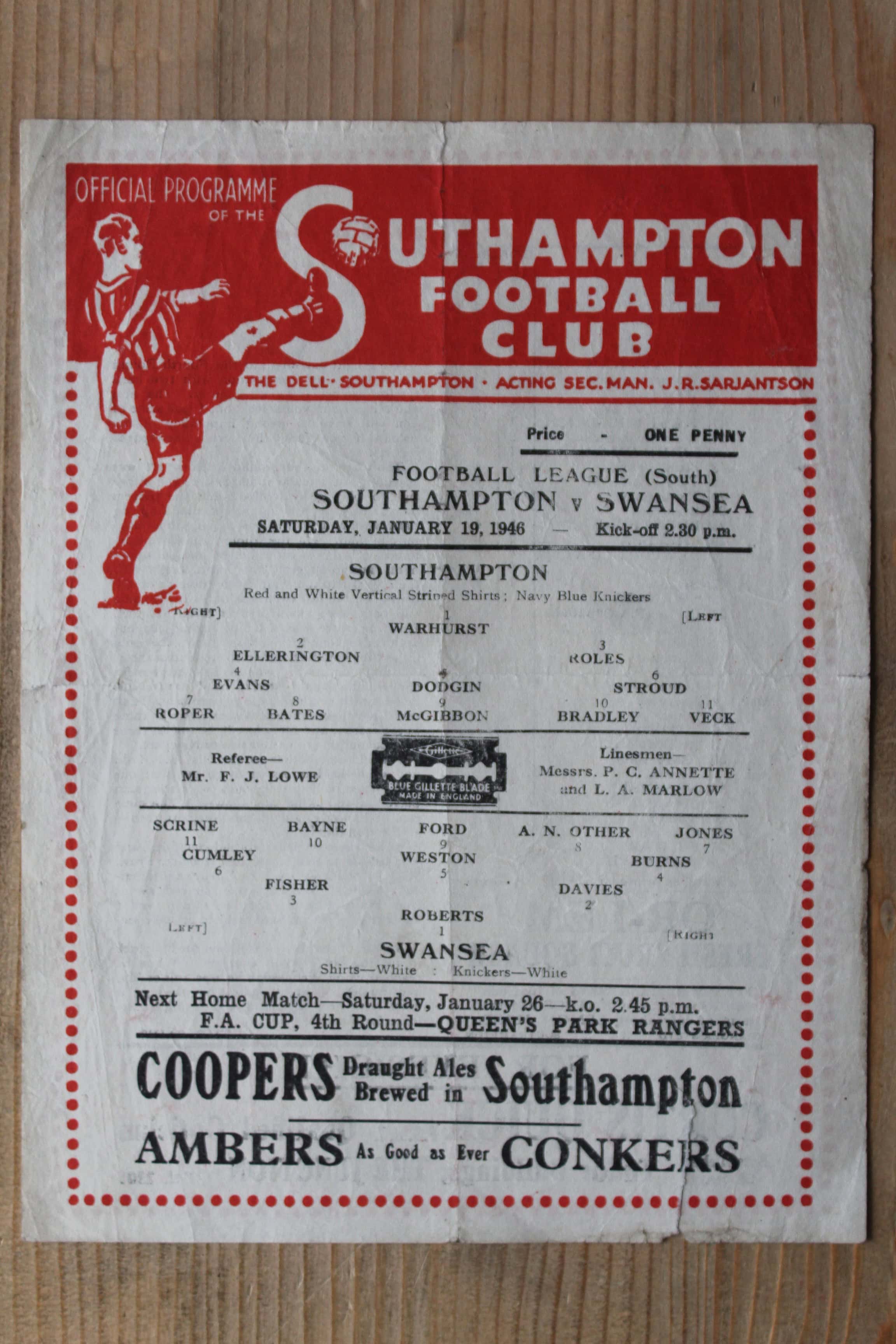 Southampton FC v Swansea Town