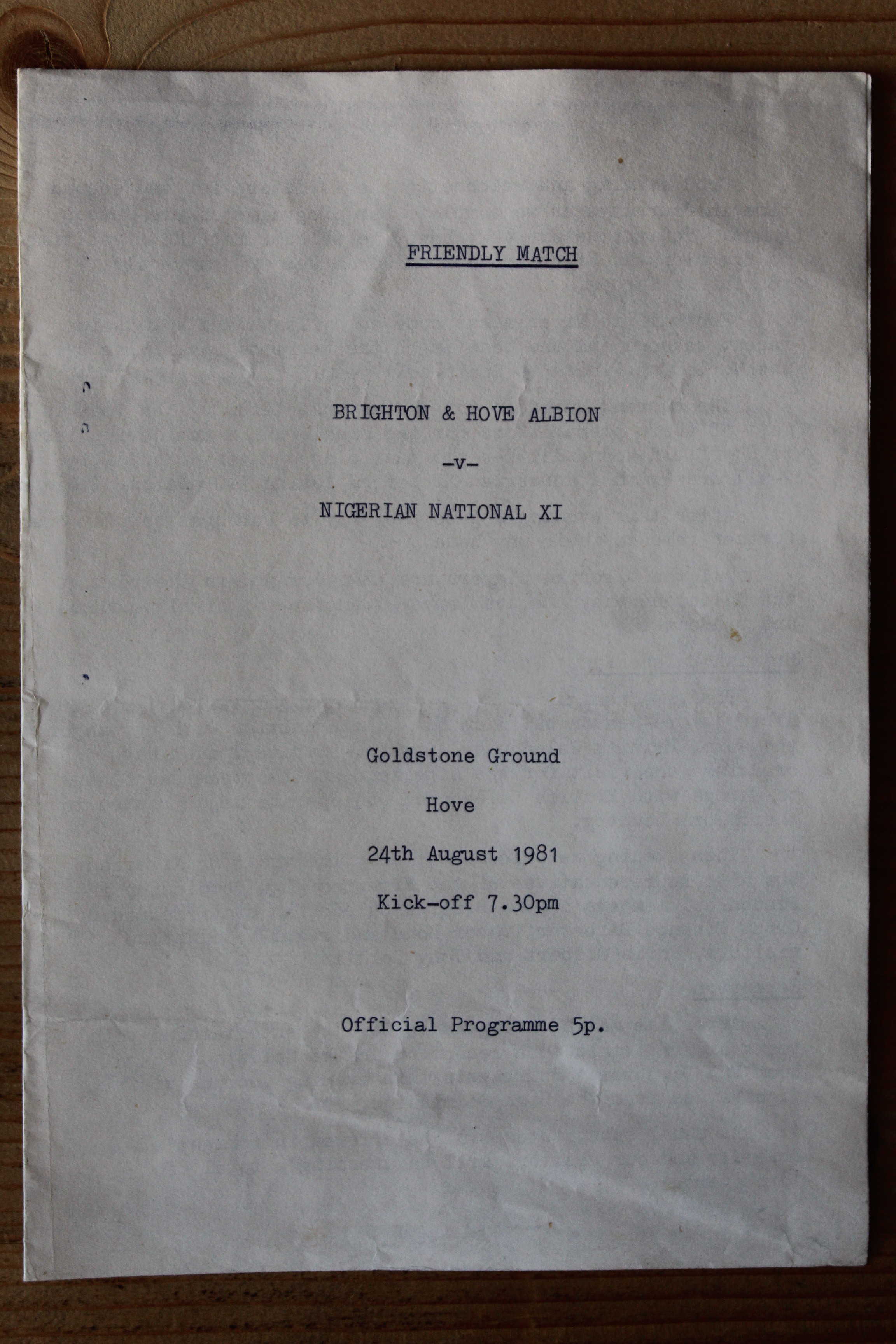 Brighton & Hove Albion FC v Nigeria National XI