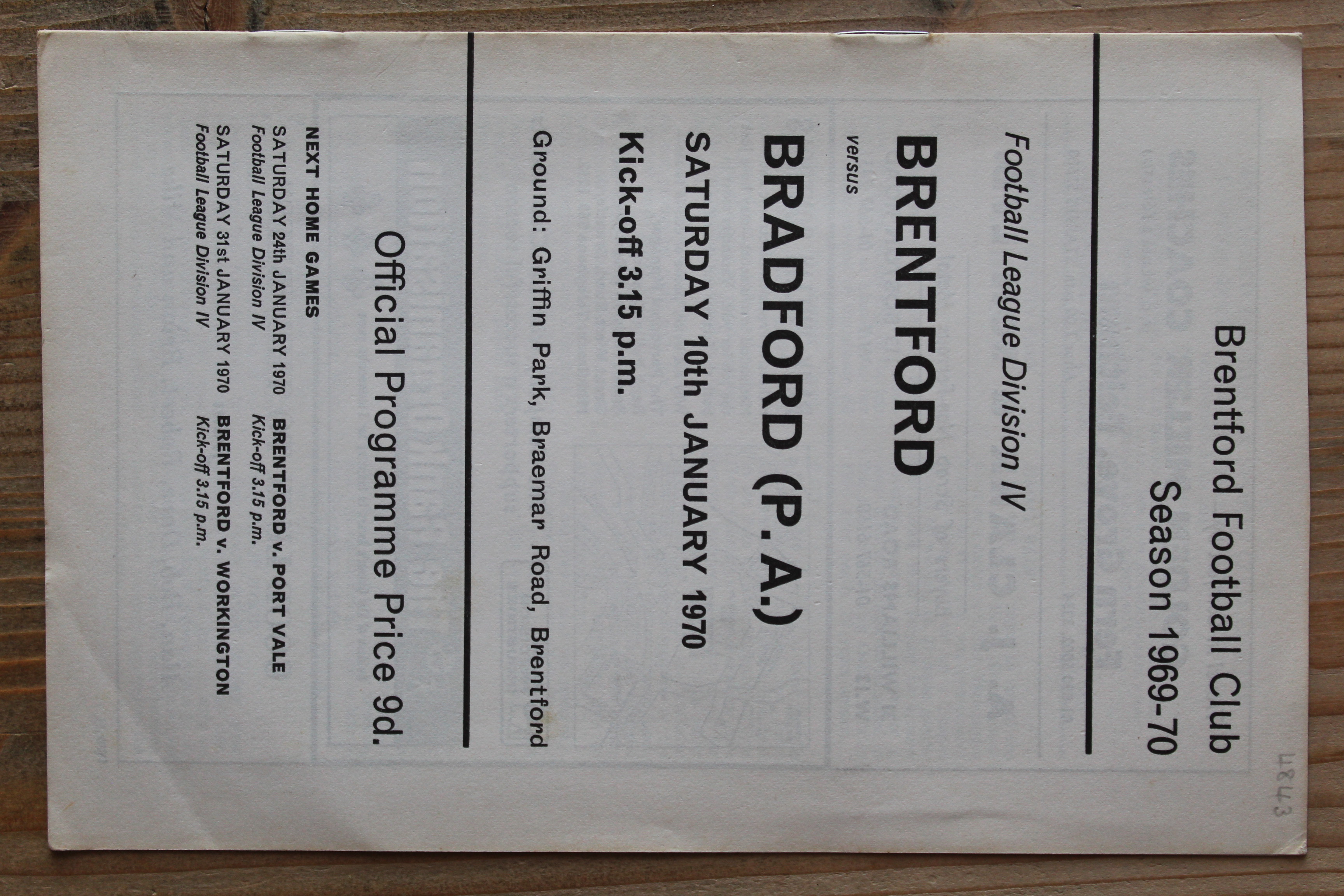 Brentford FC v Bradford Park Avenue