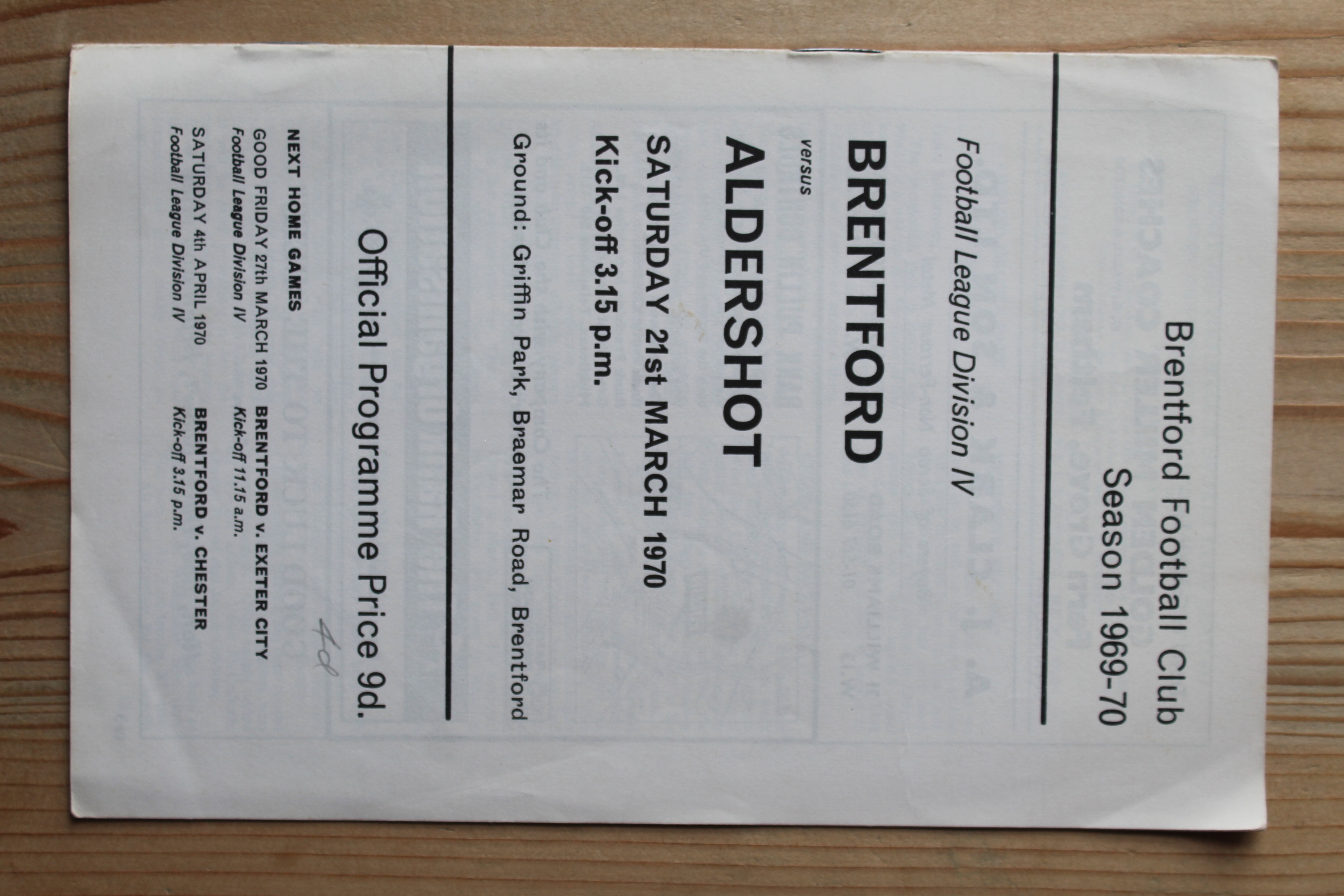 Brentford FC v Aldershot F.C