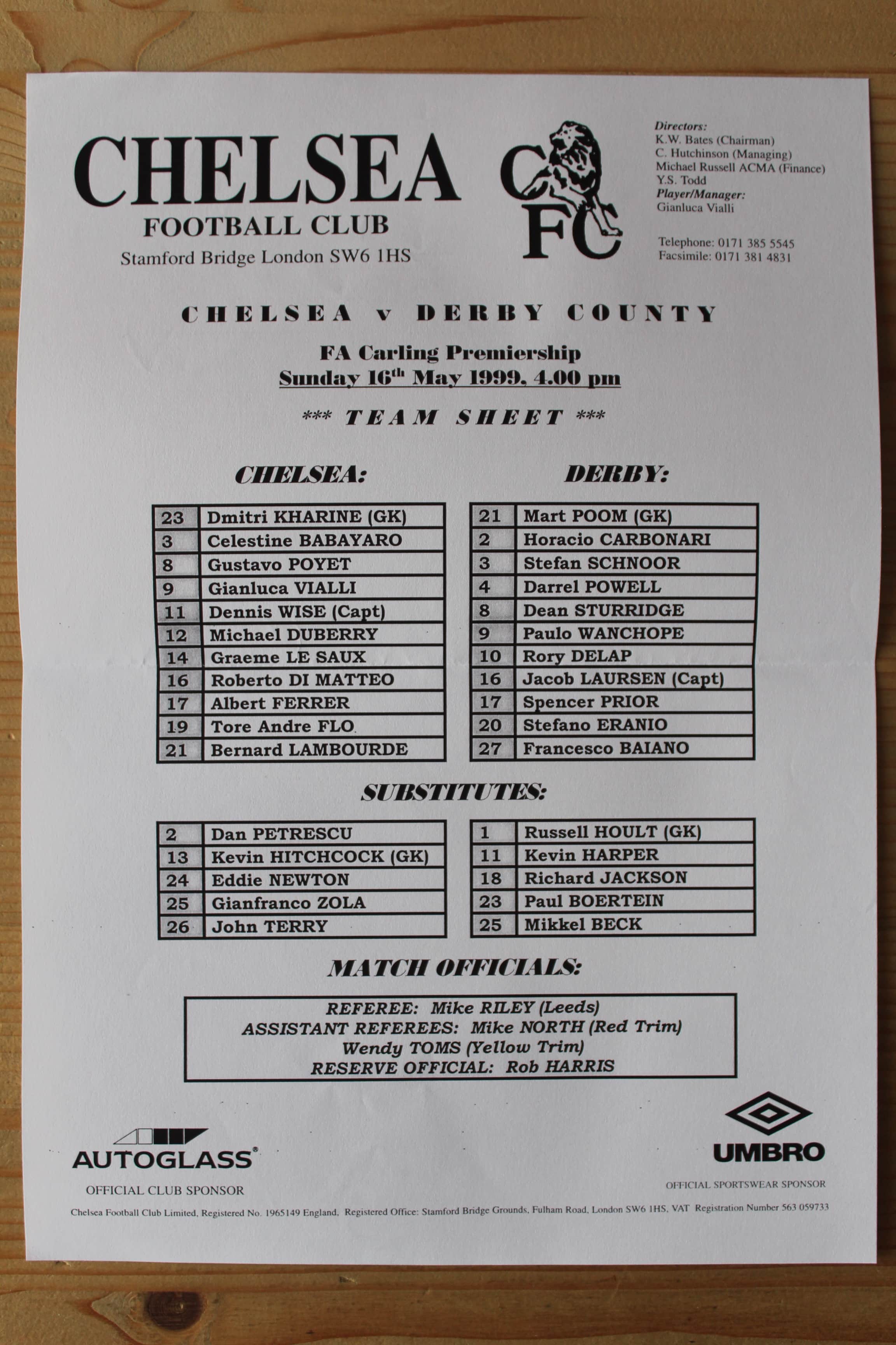 Chelsea FC v Derby County FC