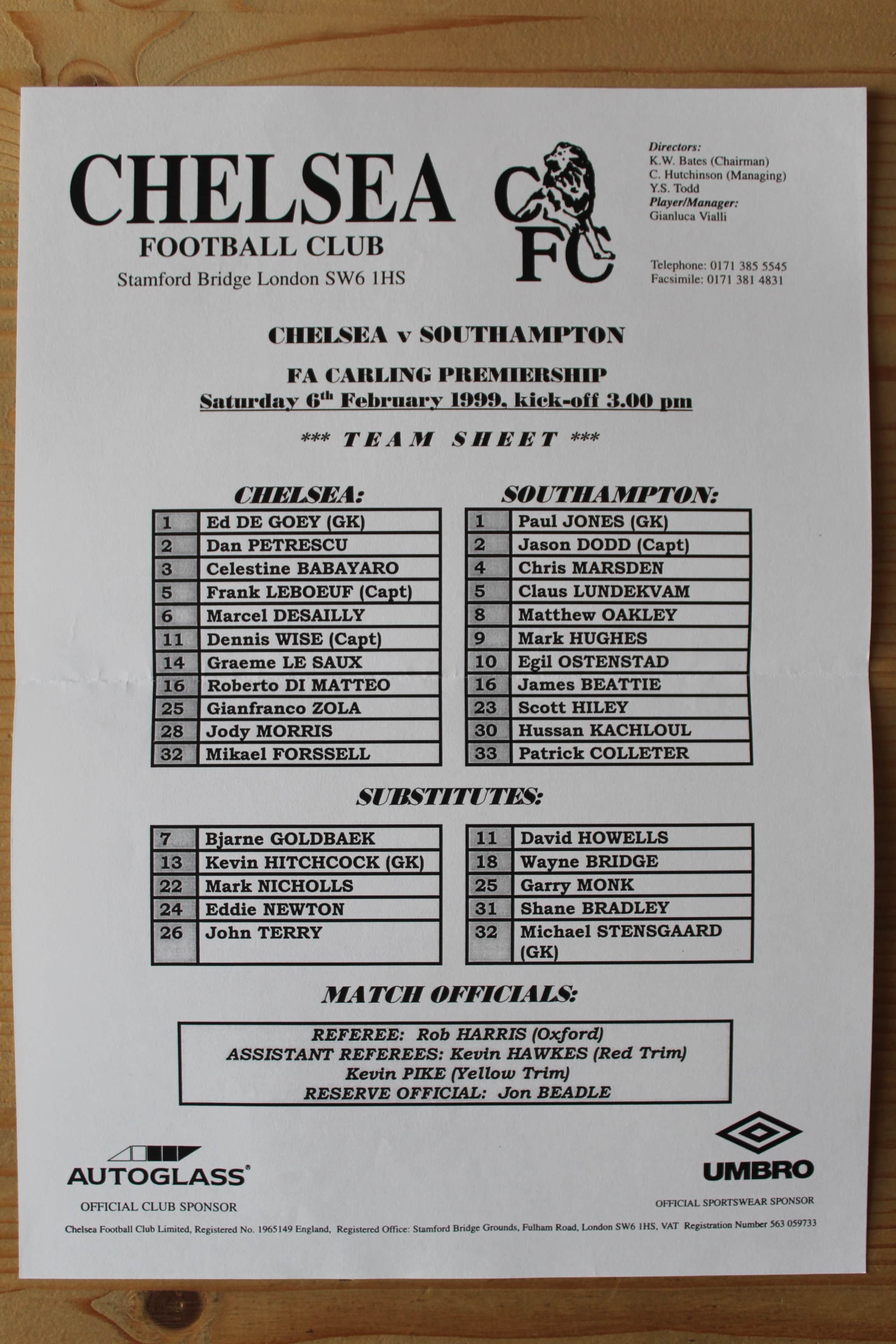 Chelsea FC v Southampton FC