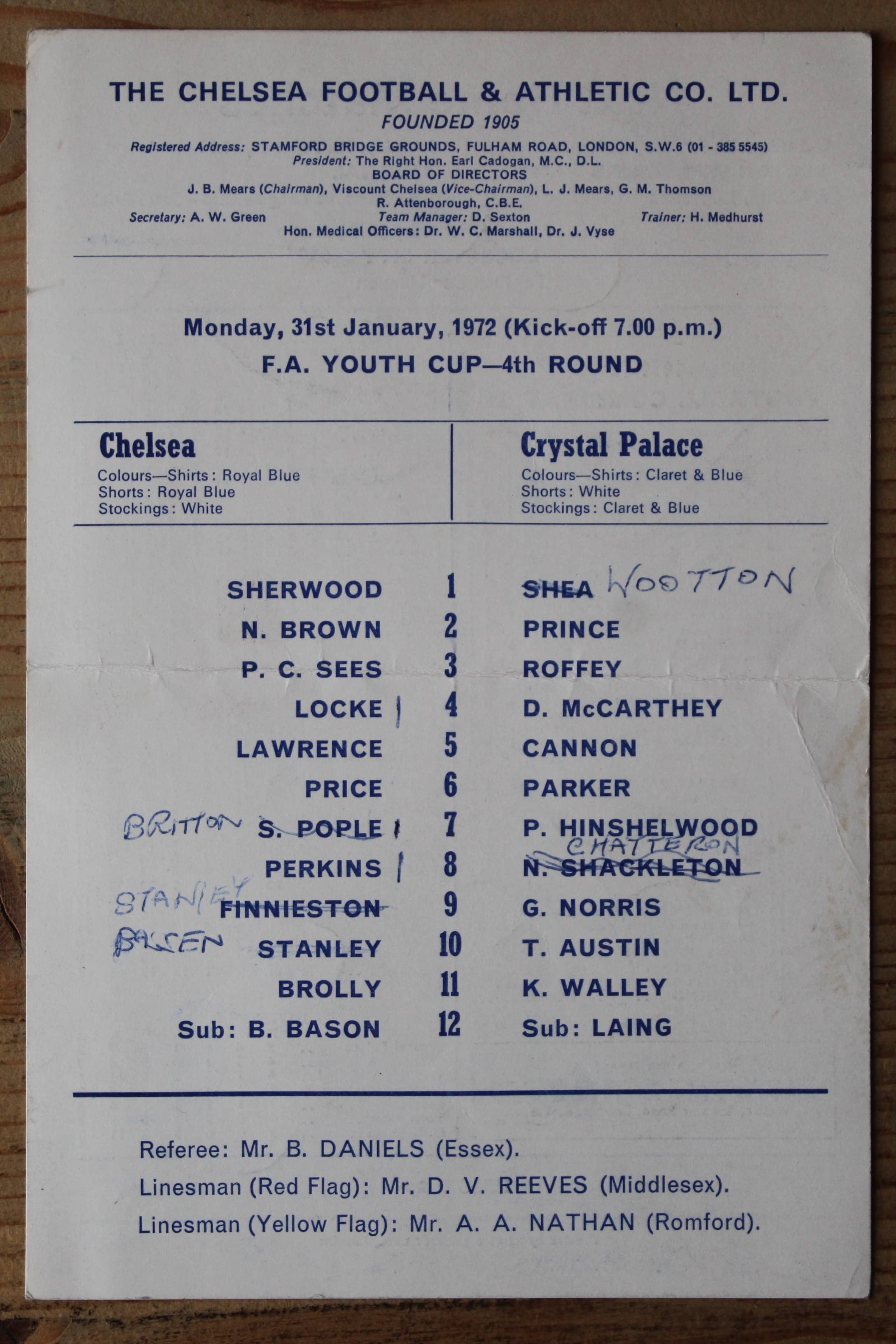 Chelsea (Youth) v Crystal Palace (Youth)