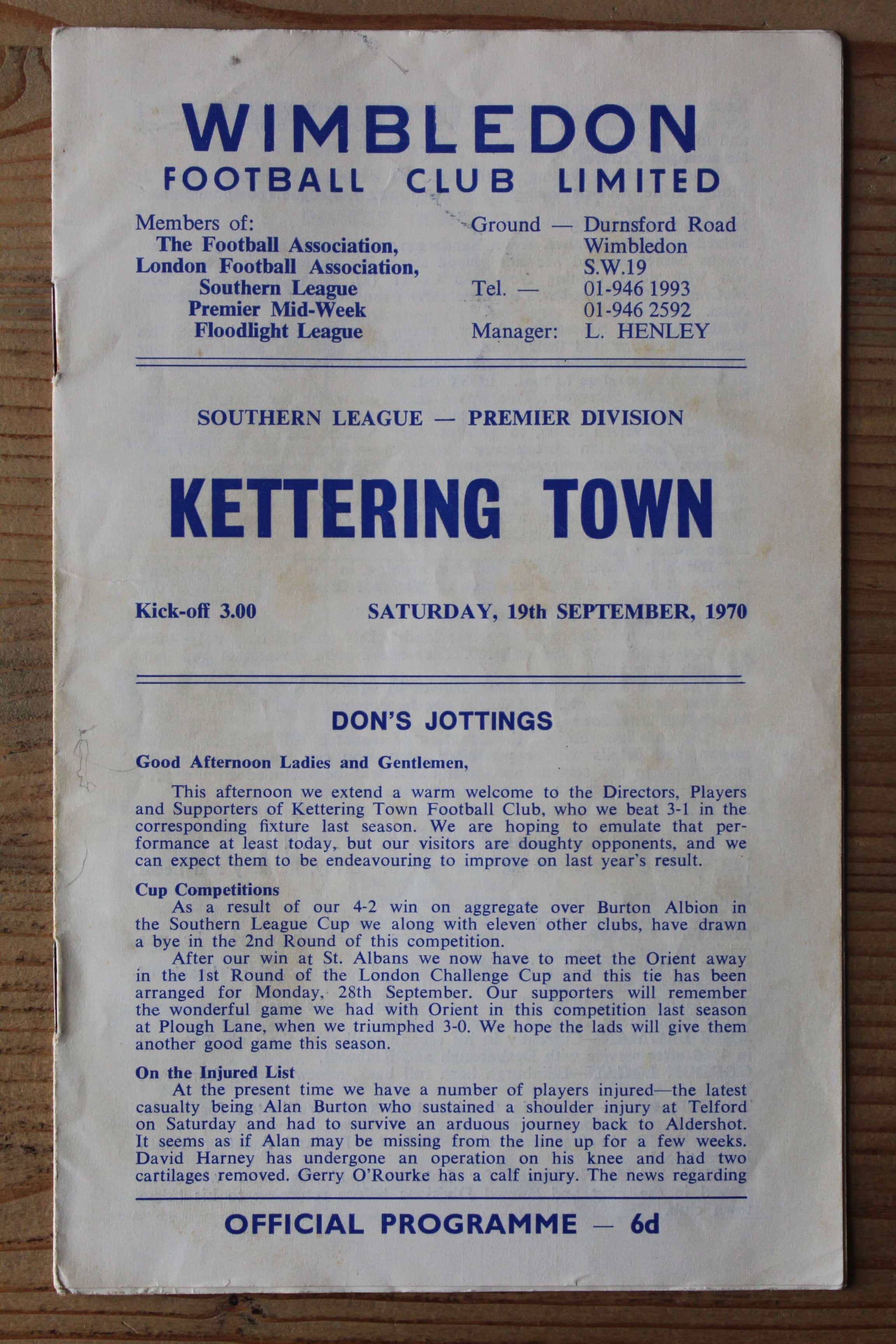 Wimbledon v Kettering Town