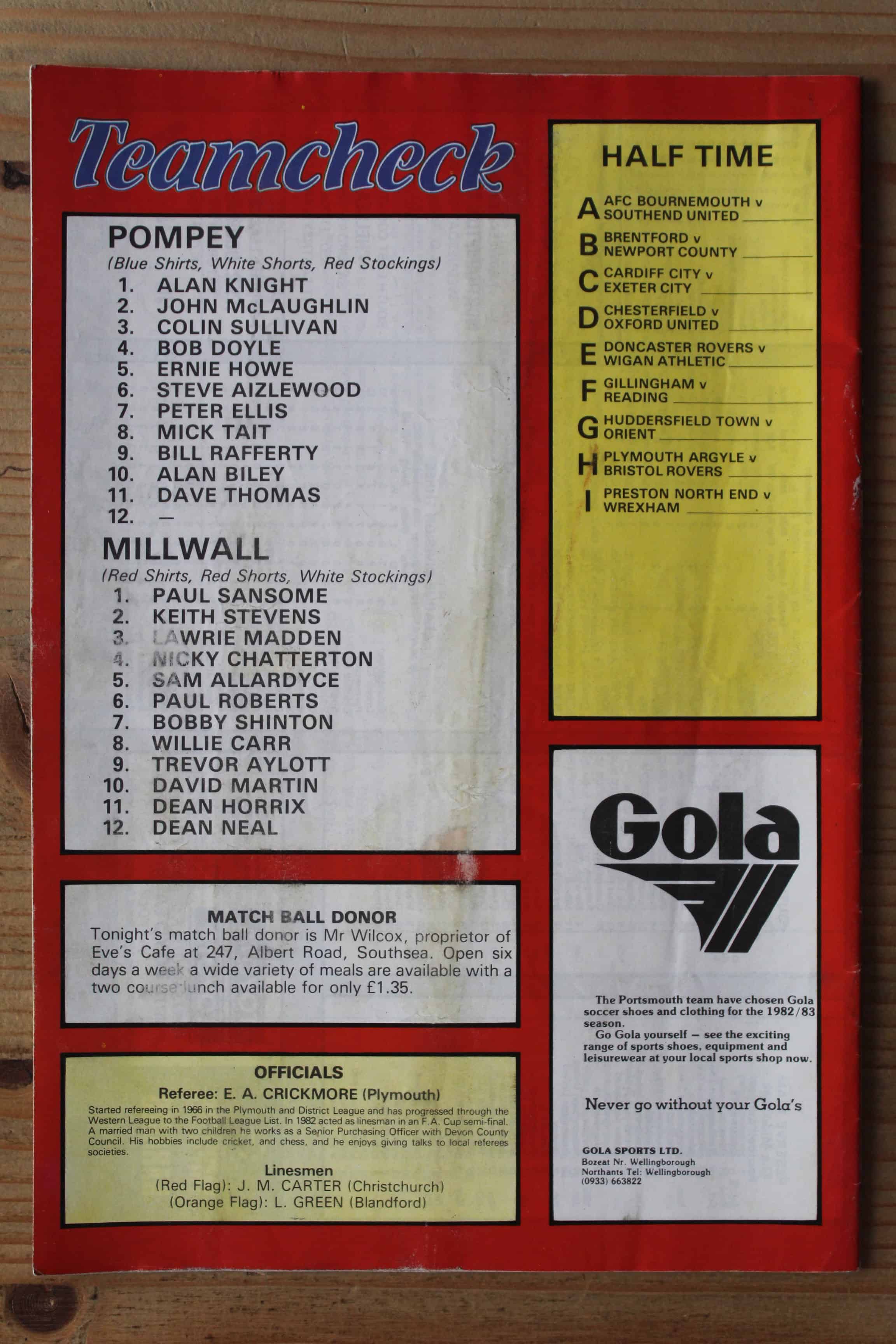 Portsmouth FC v Millwall FC