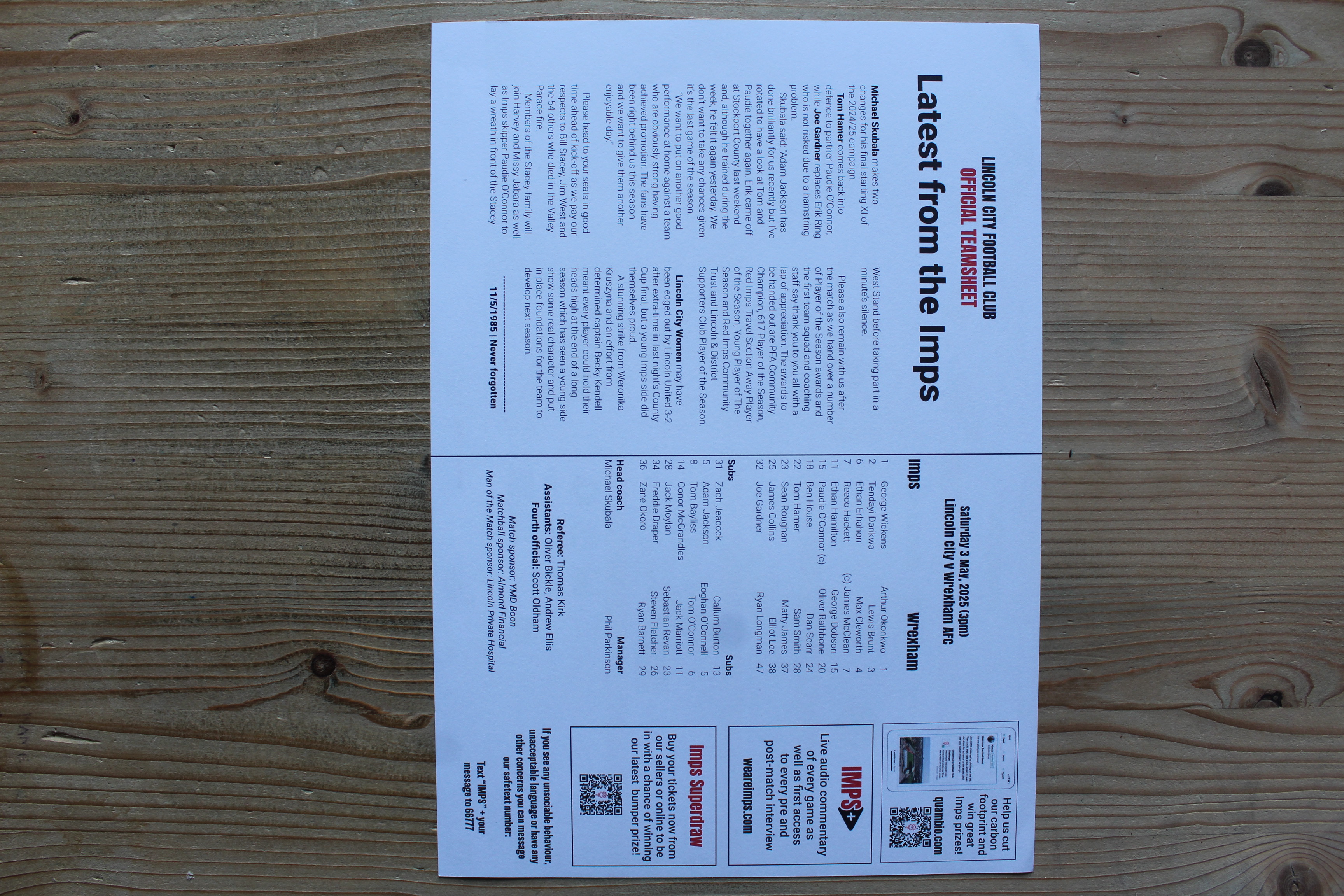 Lincoln City FC v Wrexham FC