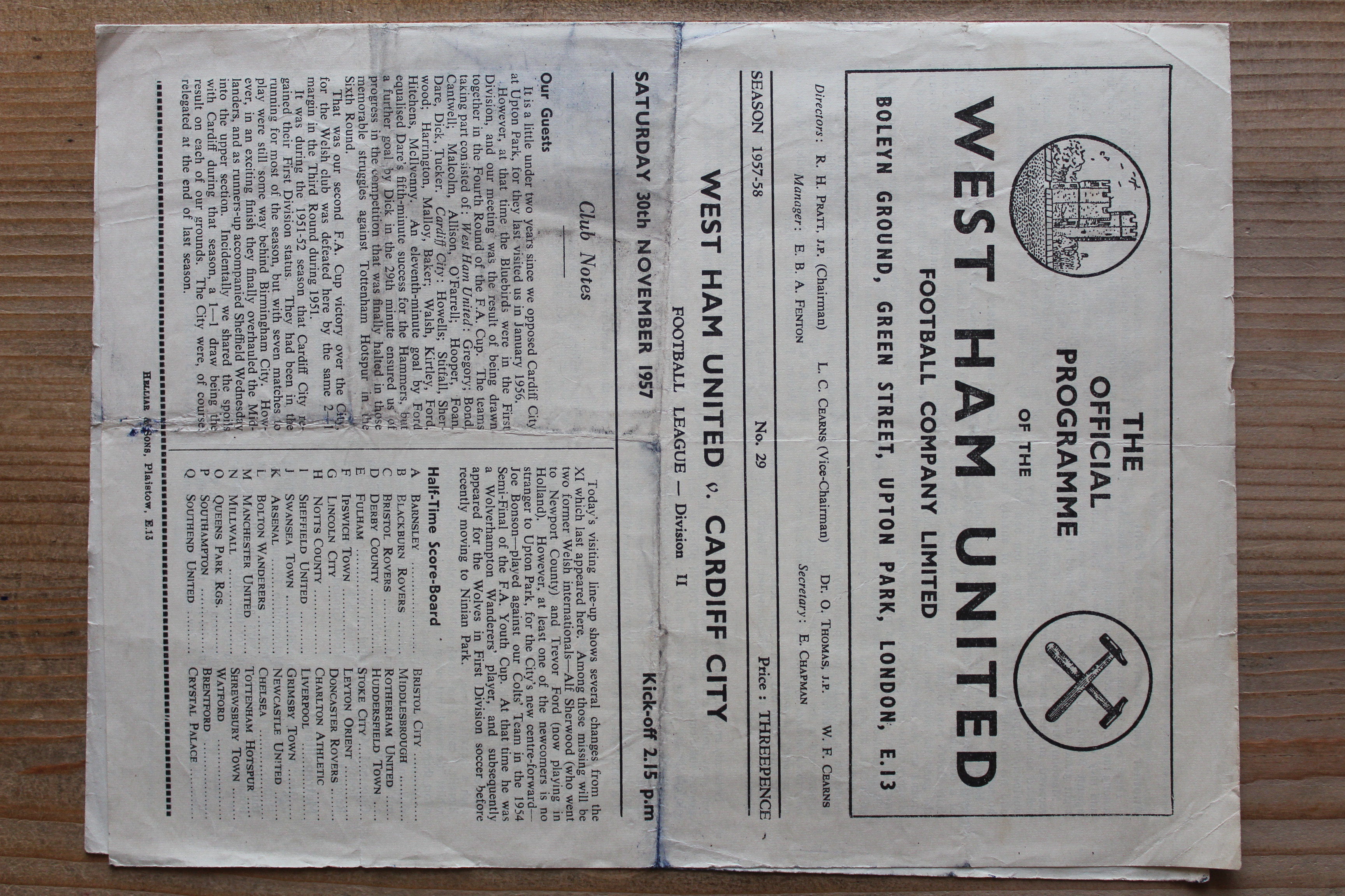 West Ham United FC v Cardiff City FC