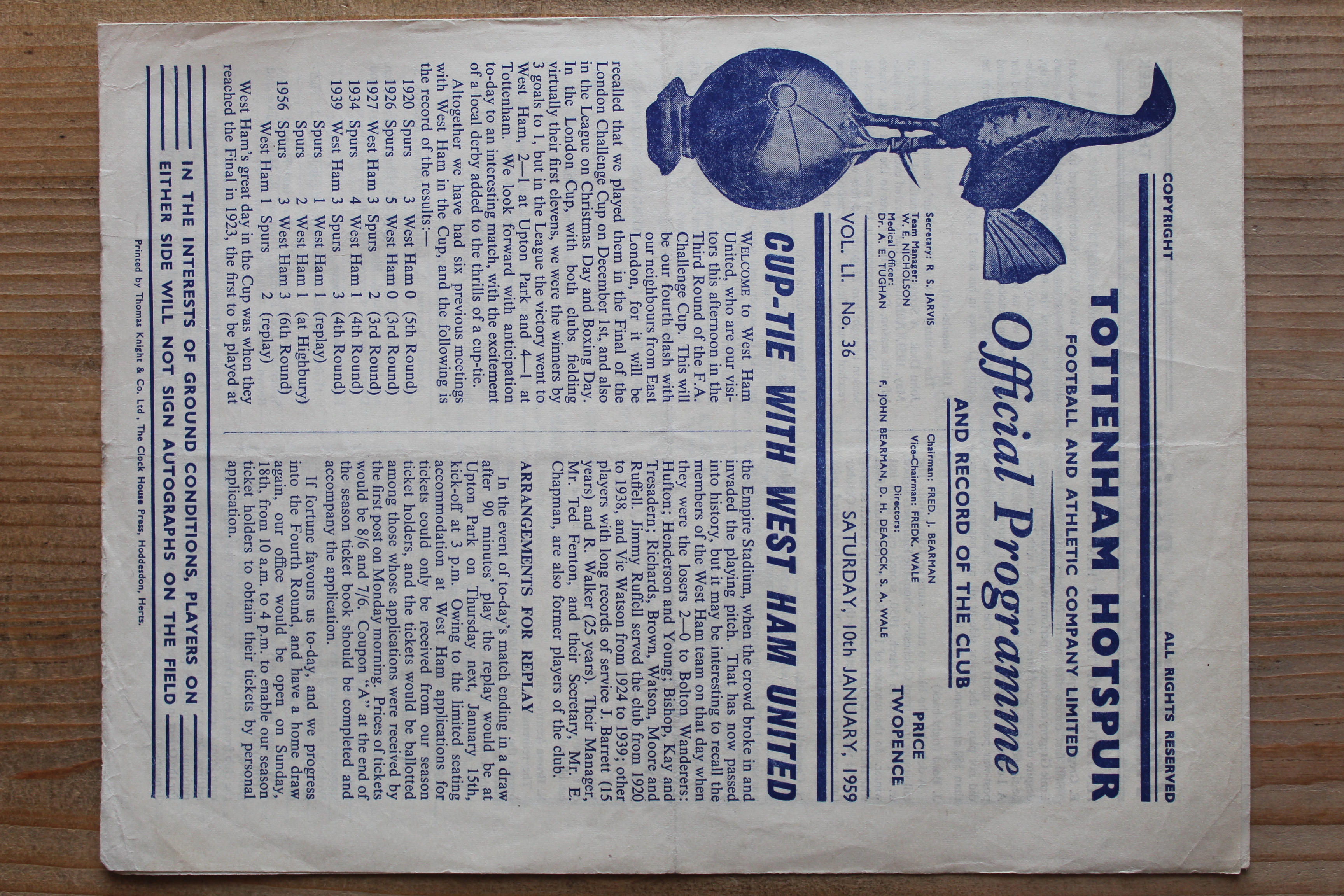 Tottenham Hotspur FC v West Ham United FC