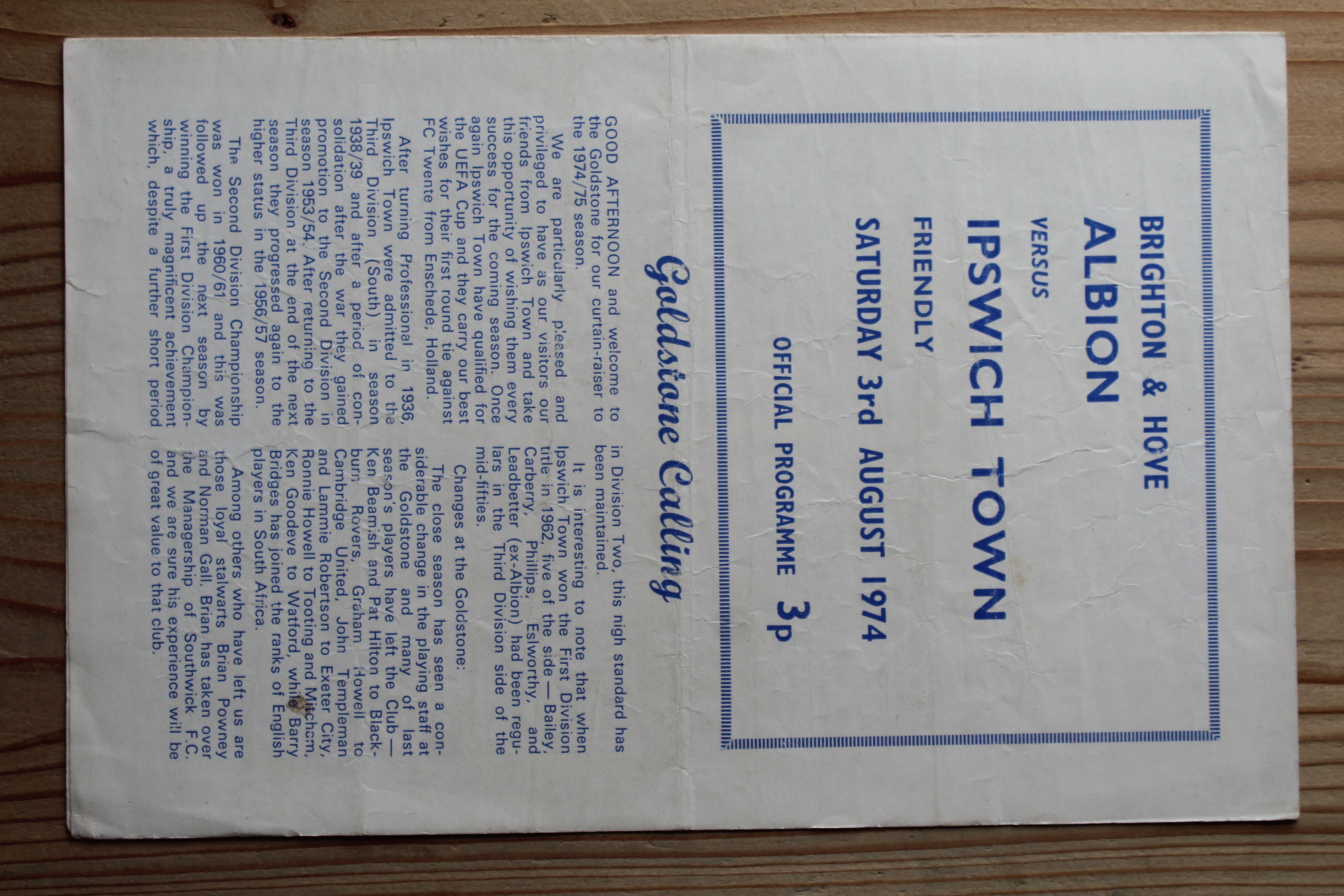 Brighton & Hove Albion FC v Ipswich Town FC