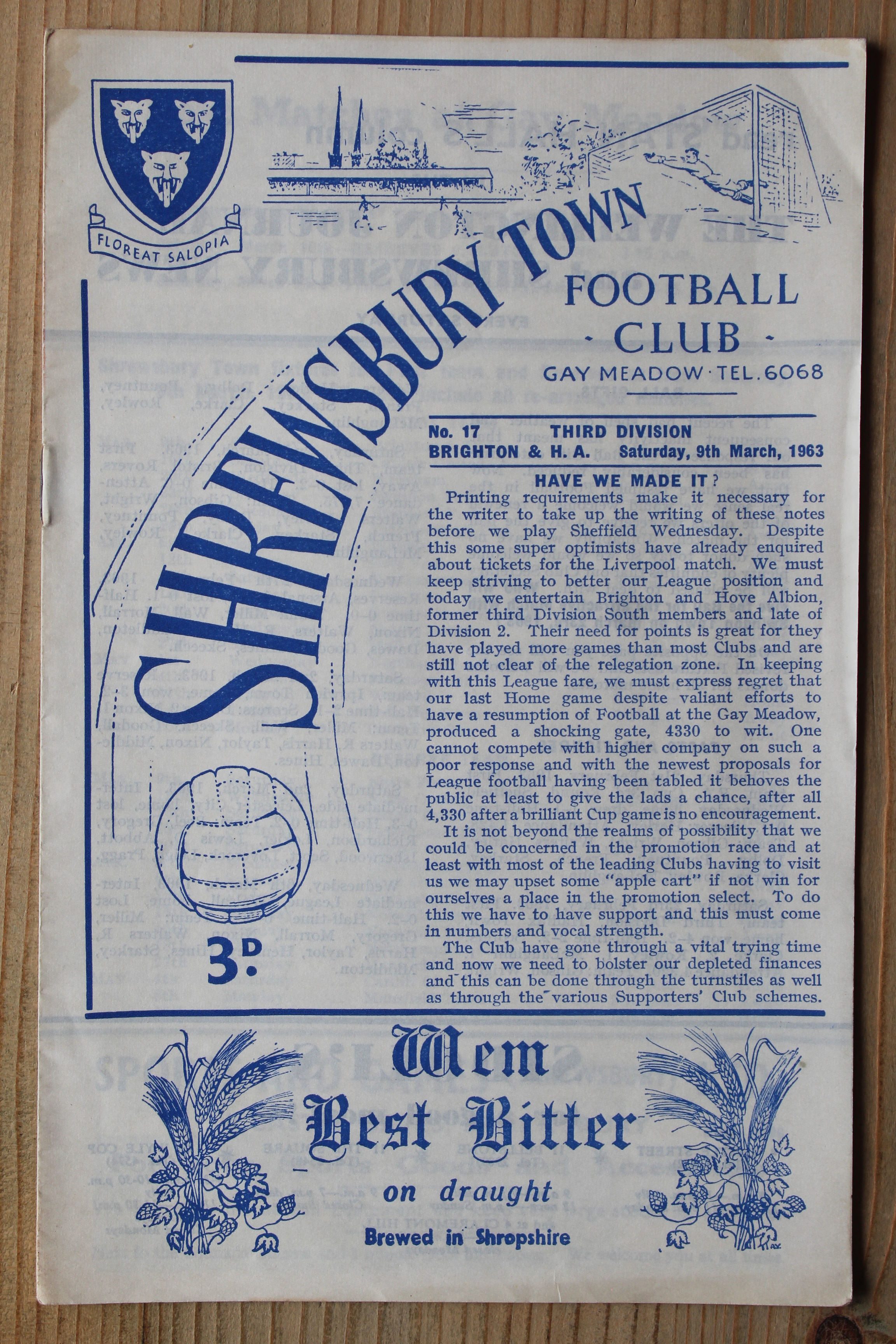 Shrewsbury Town FC v Brighton & Hove Albion FC