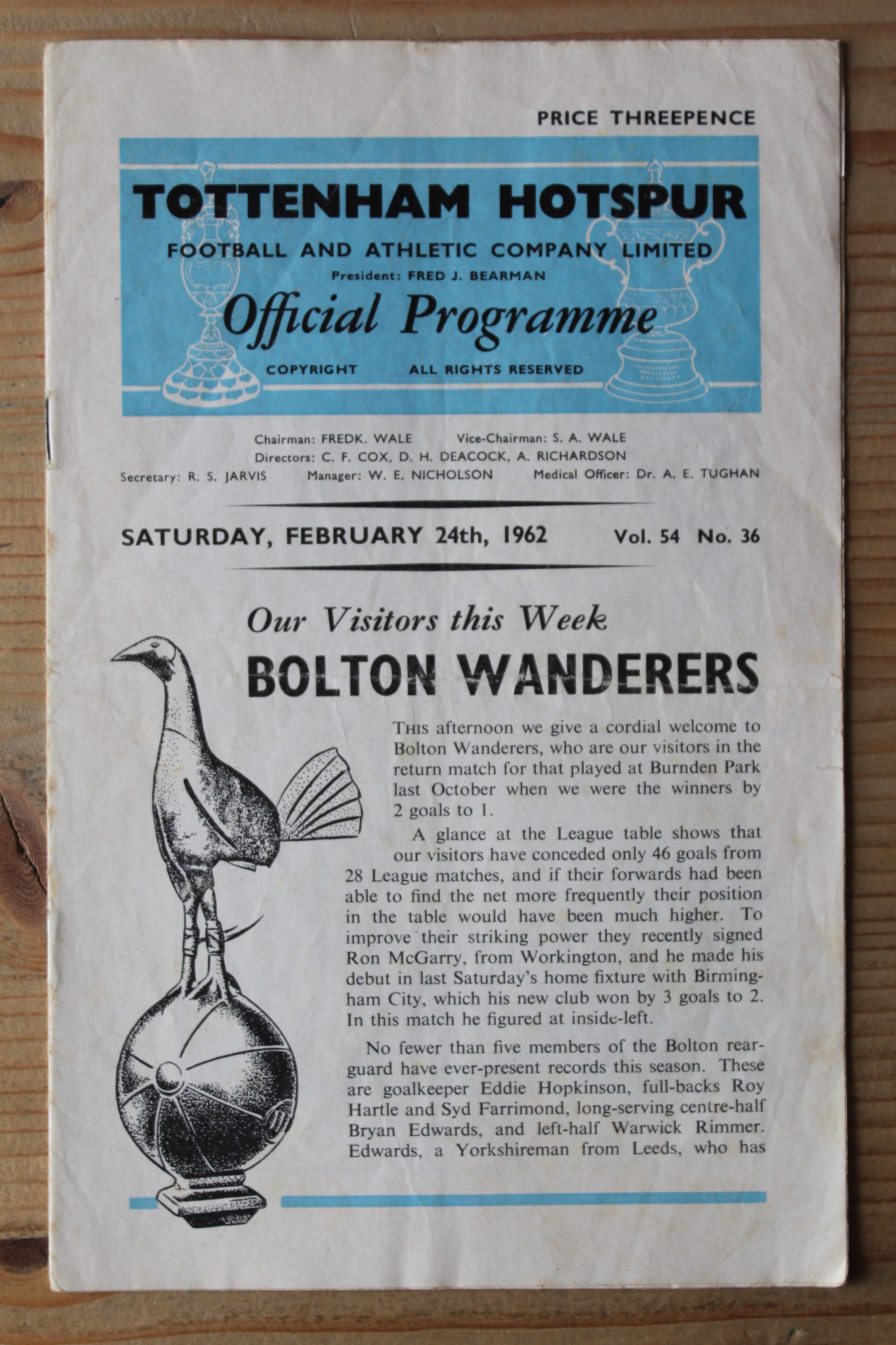 Tottenham Hotspur FC v Bolton Wanderers FC