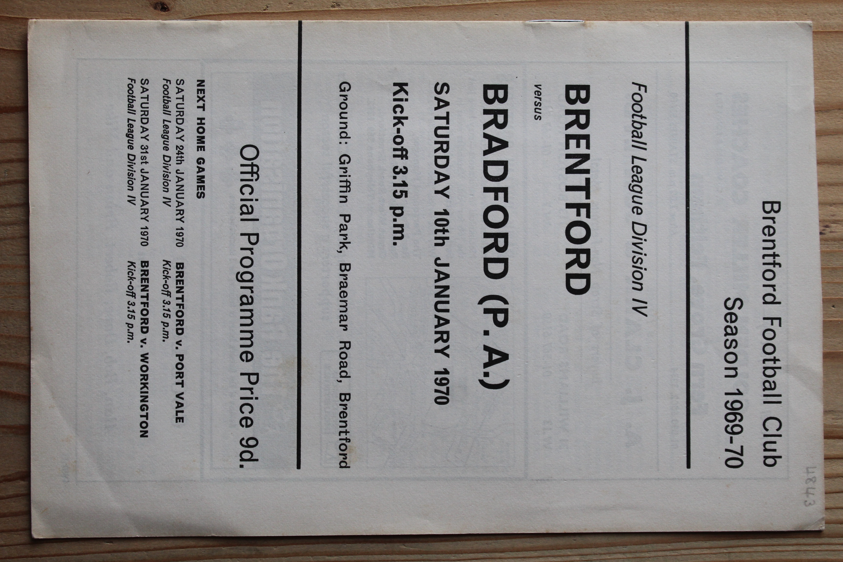 Brentford FC v Bradford Park Avenue