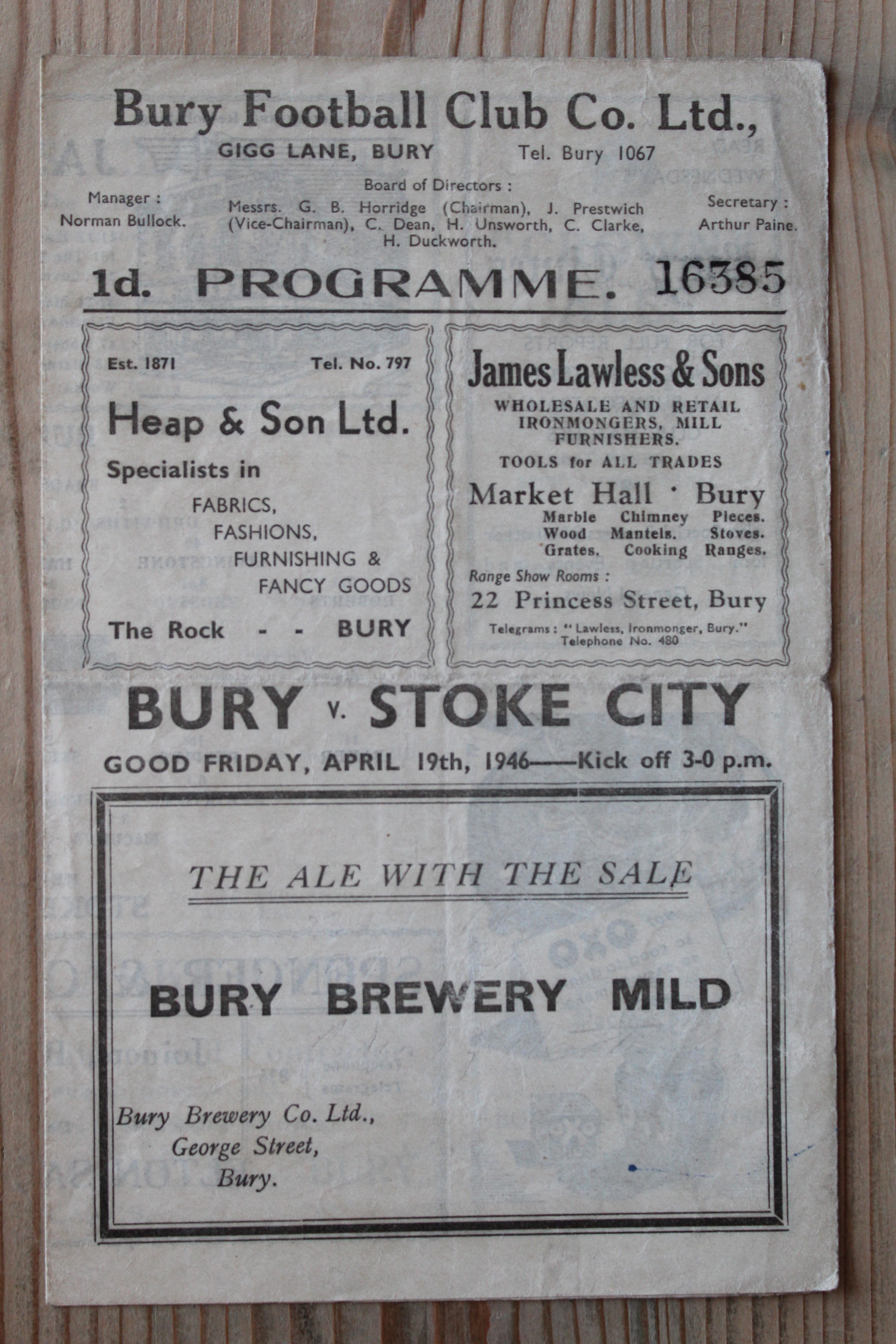 Bury FC v Stoke City FC