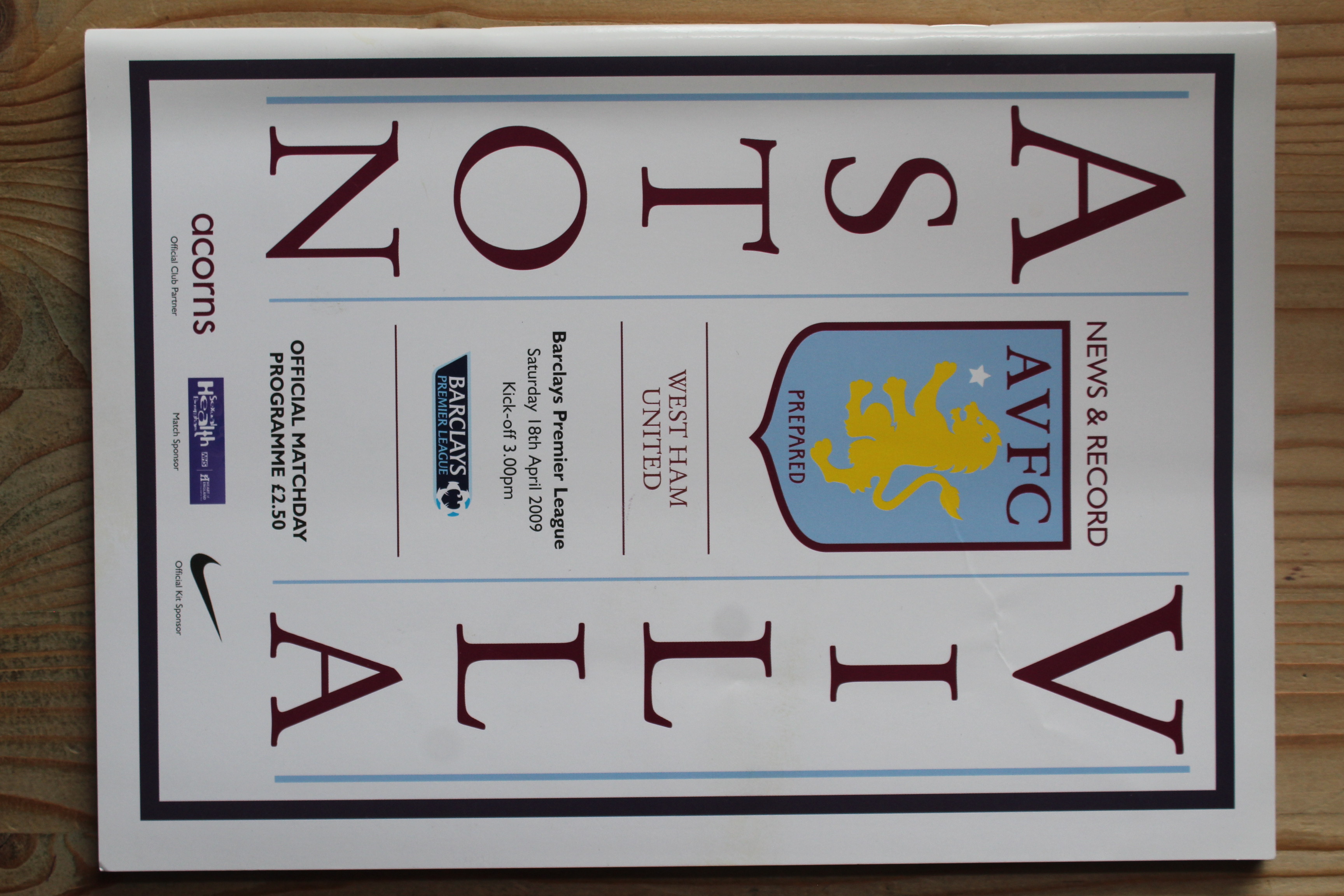 Aston Villa FC v West Ham United FC