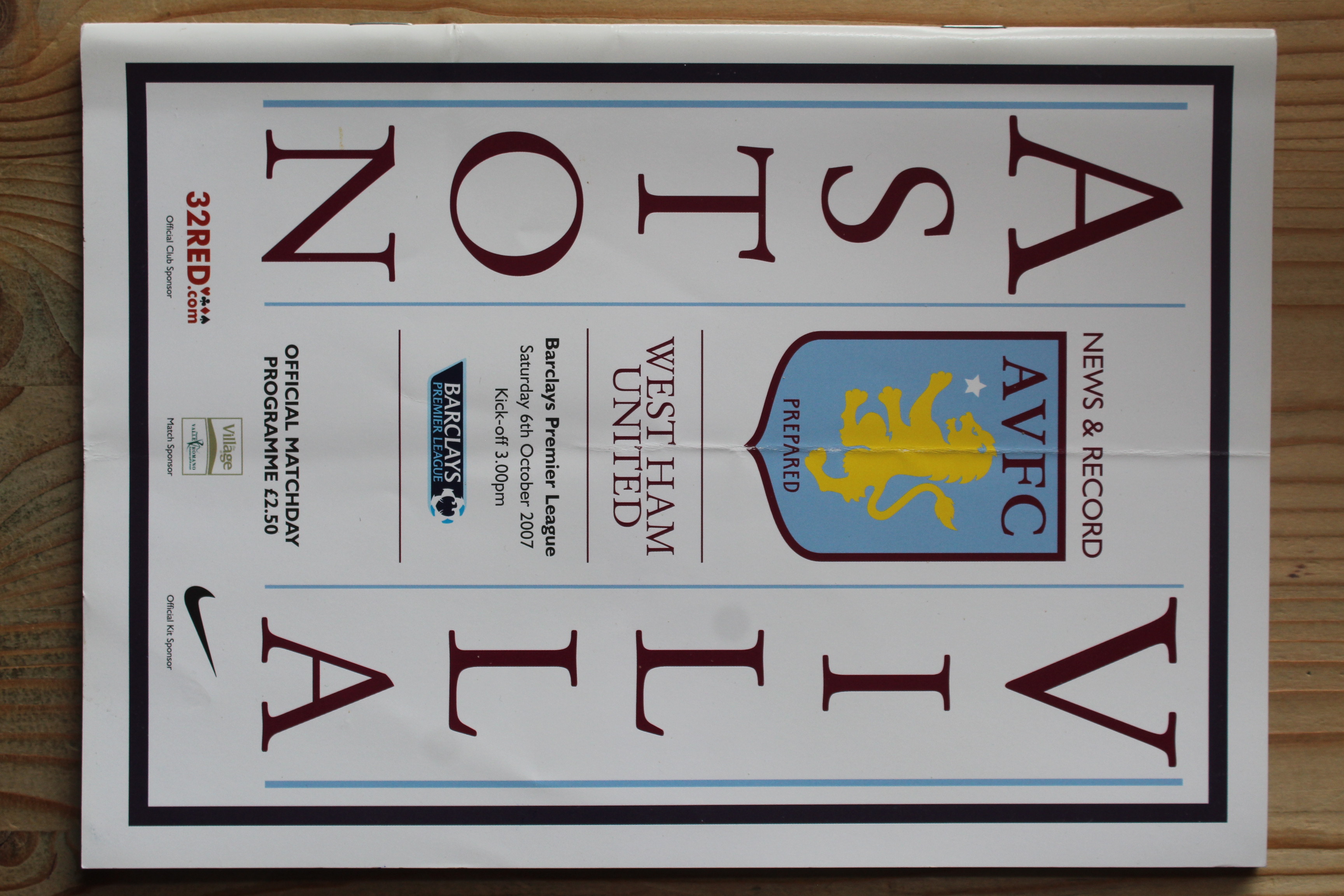 Aston Villa FC v West Ham United FC
