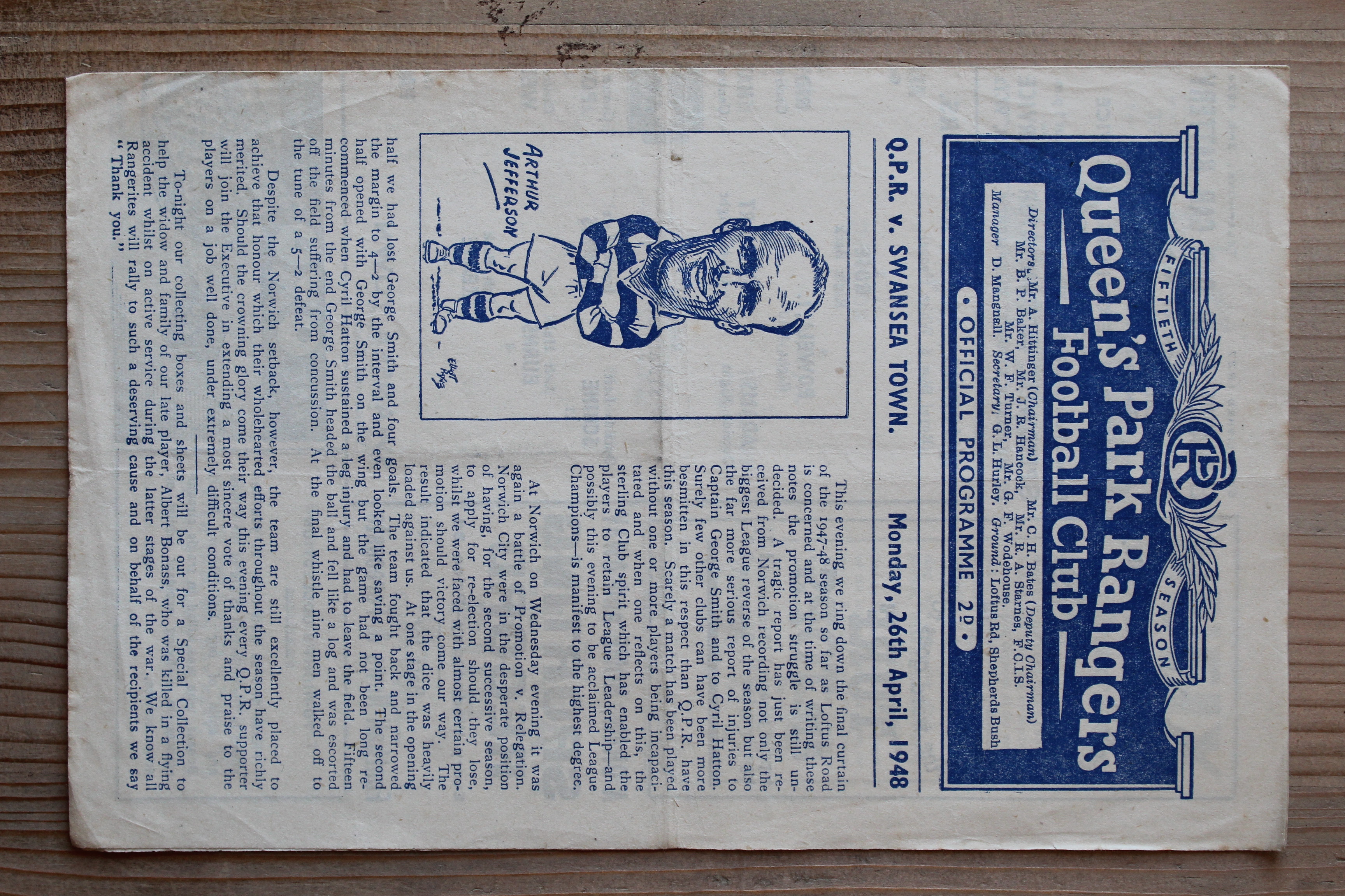 Queens Park Rangers FC v Swansea Town