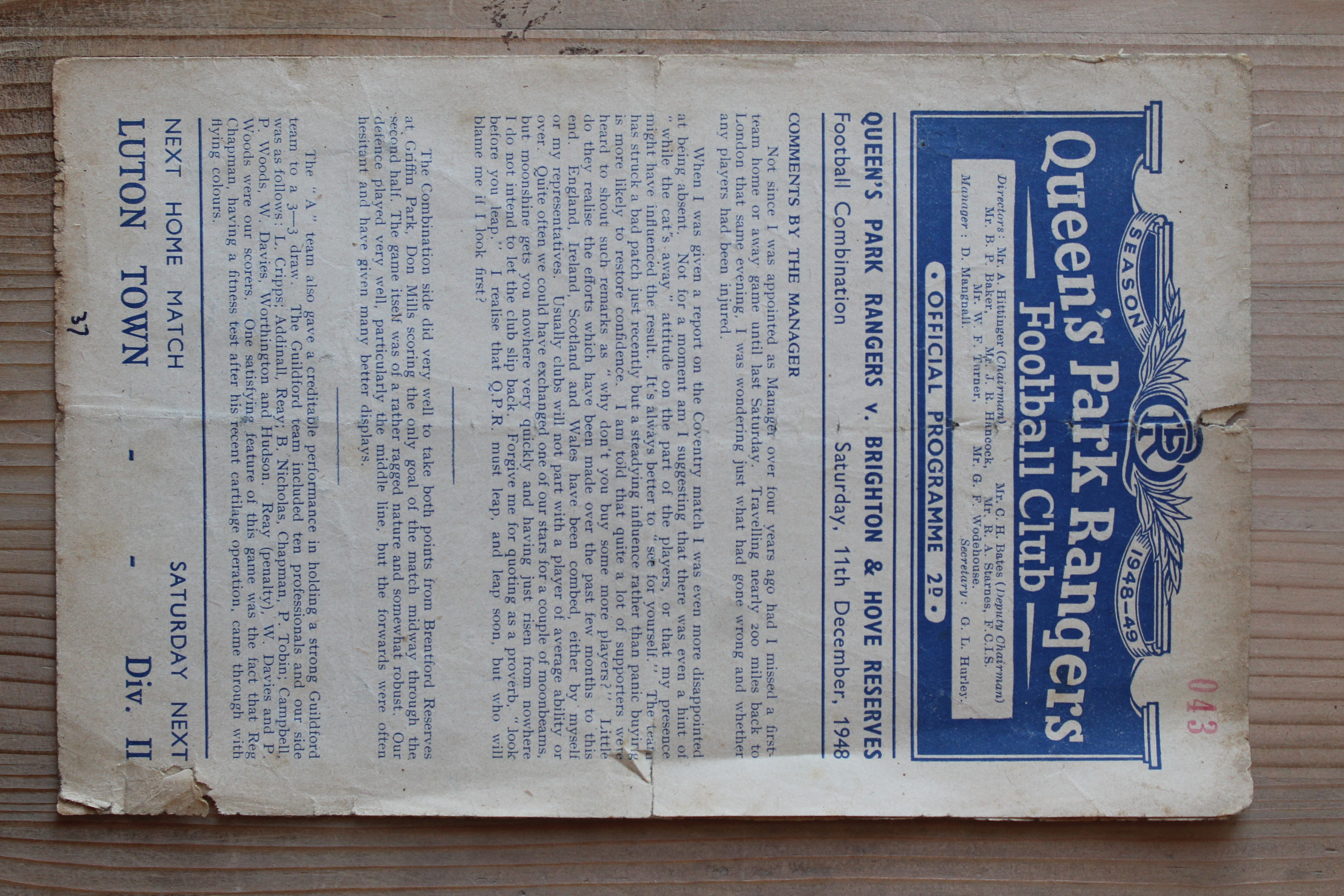 Queens Park Rangers (Res) v Brighton & Hove Albion (Res)
