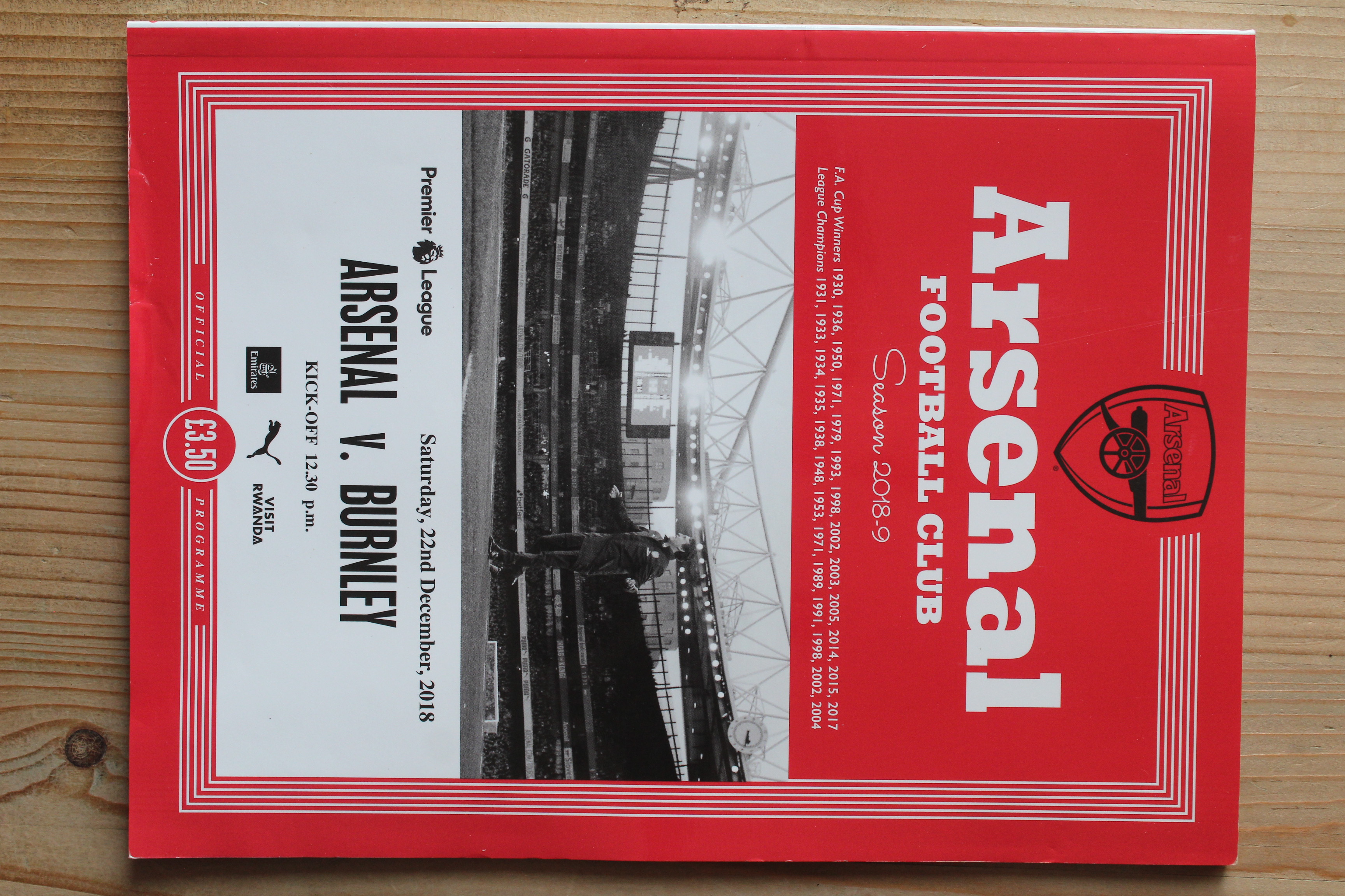 Arsenal FC v Burnley FC