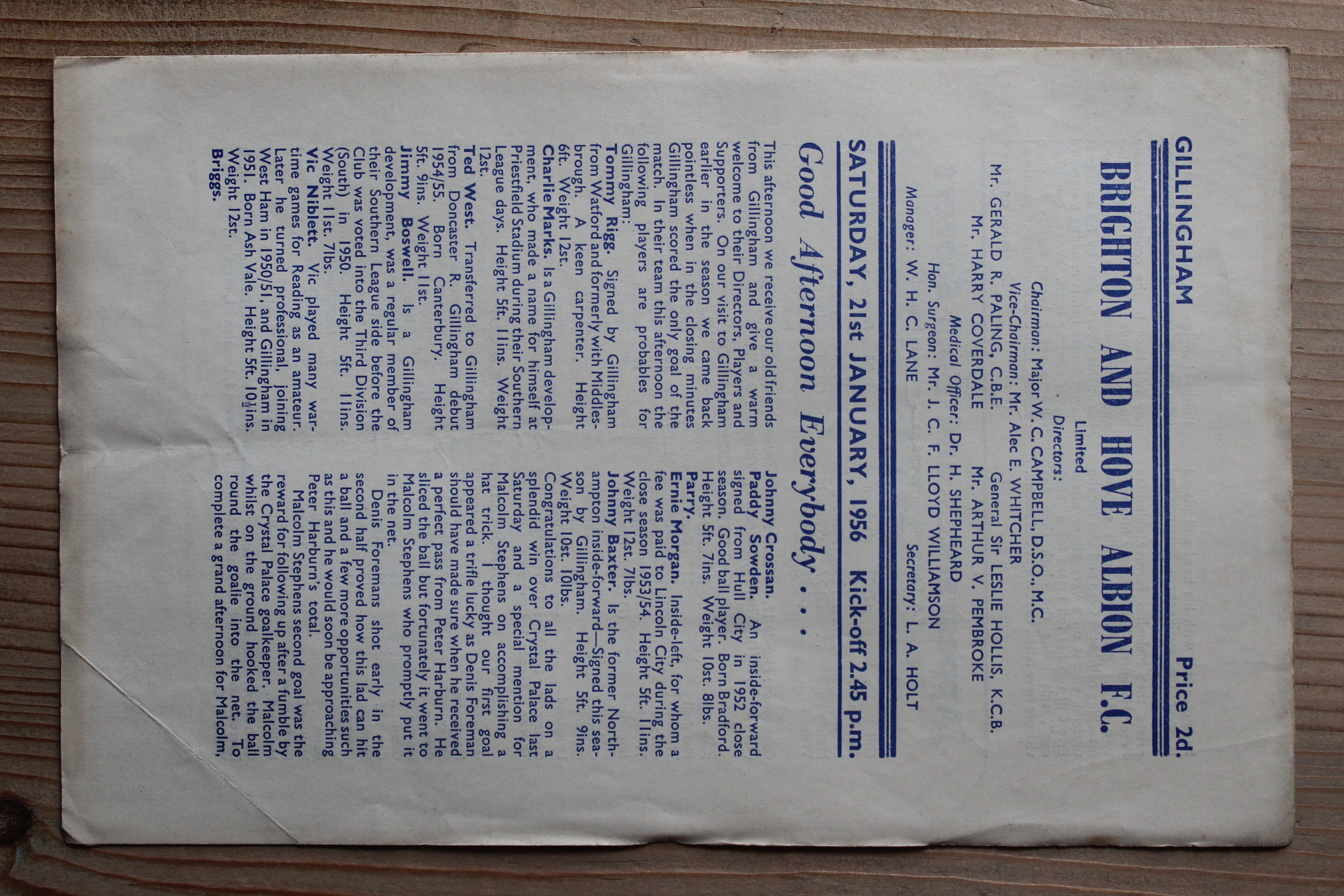 Brighton & Hove Albion FC v Gillingham FC