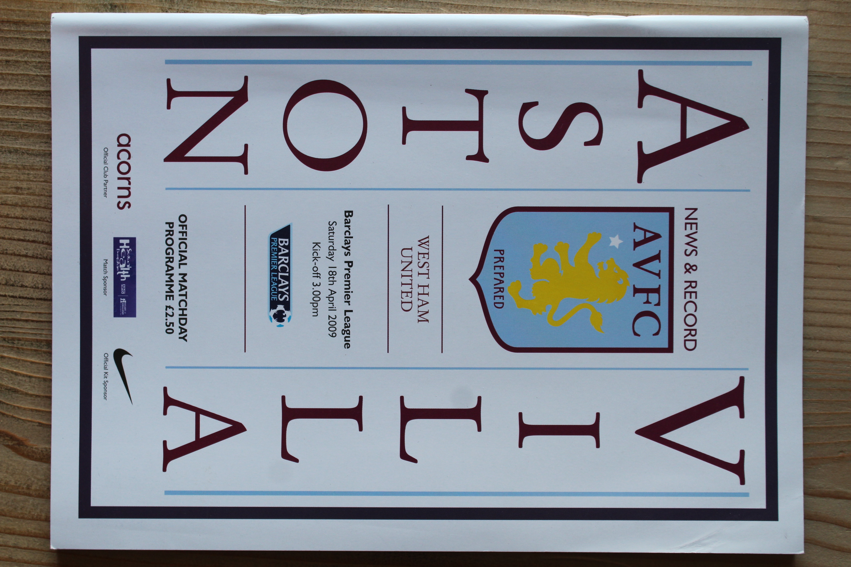 Aston Villa FC v West Ham United FC