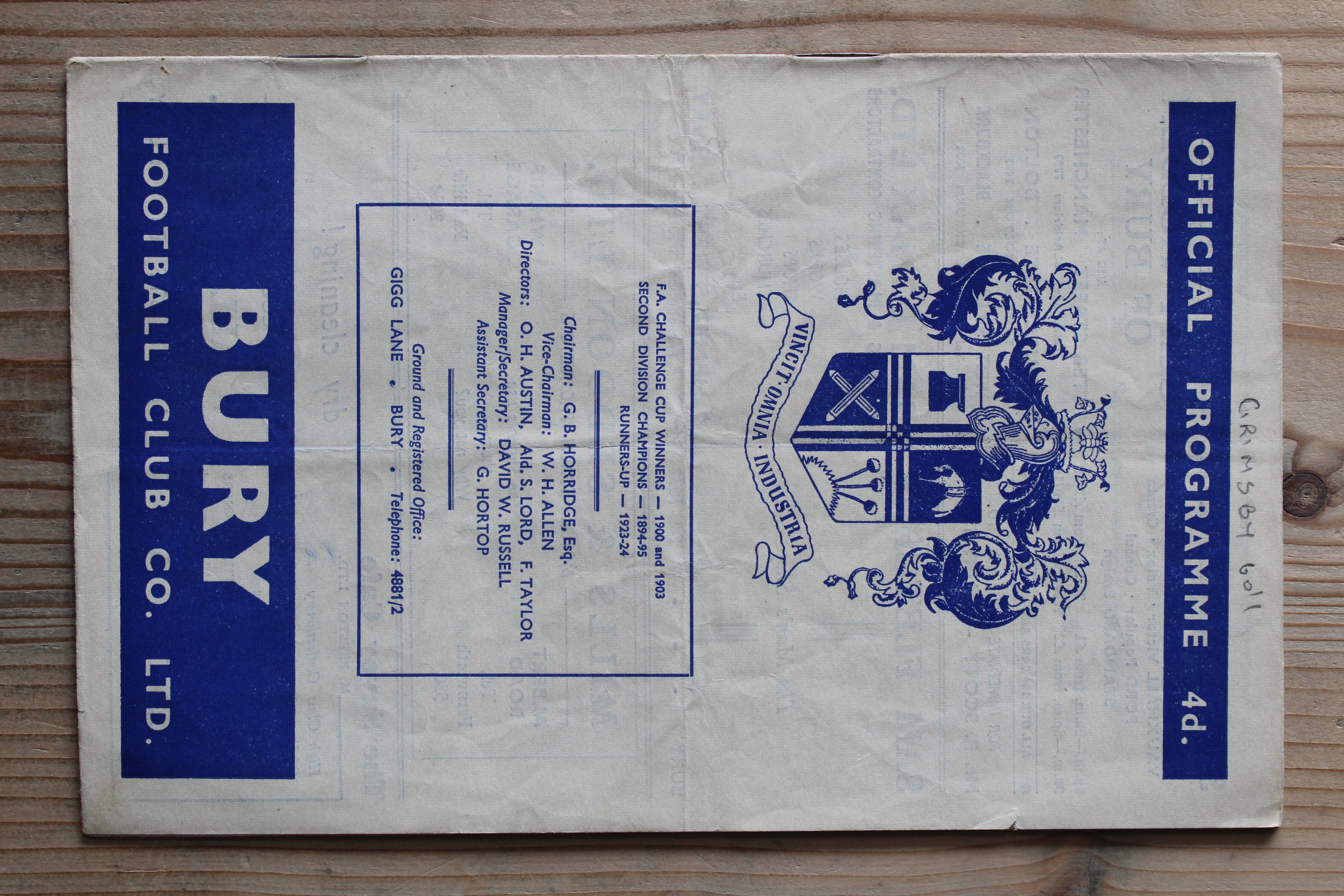 Bury FC v Grimsby Town FC