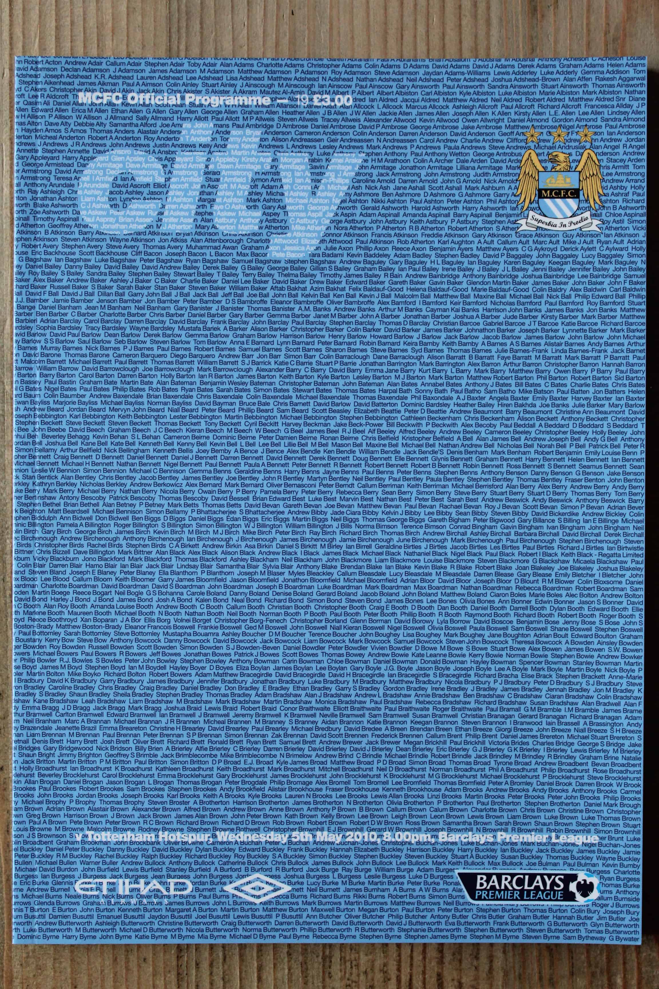 Manchester City FC v Tottenham Hotspur FC