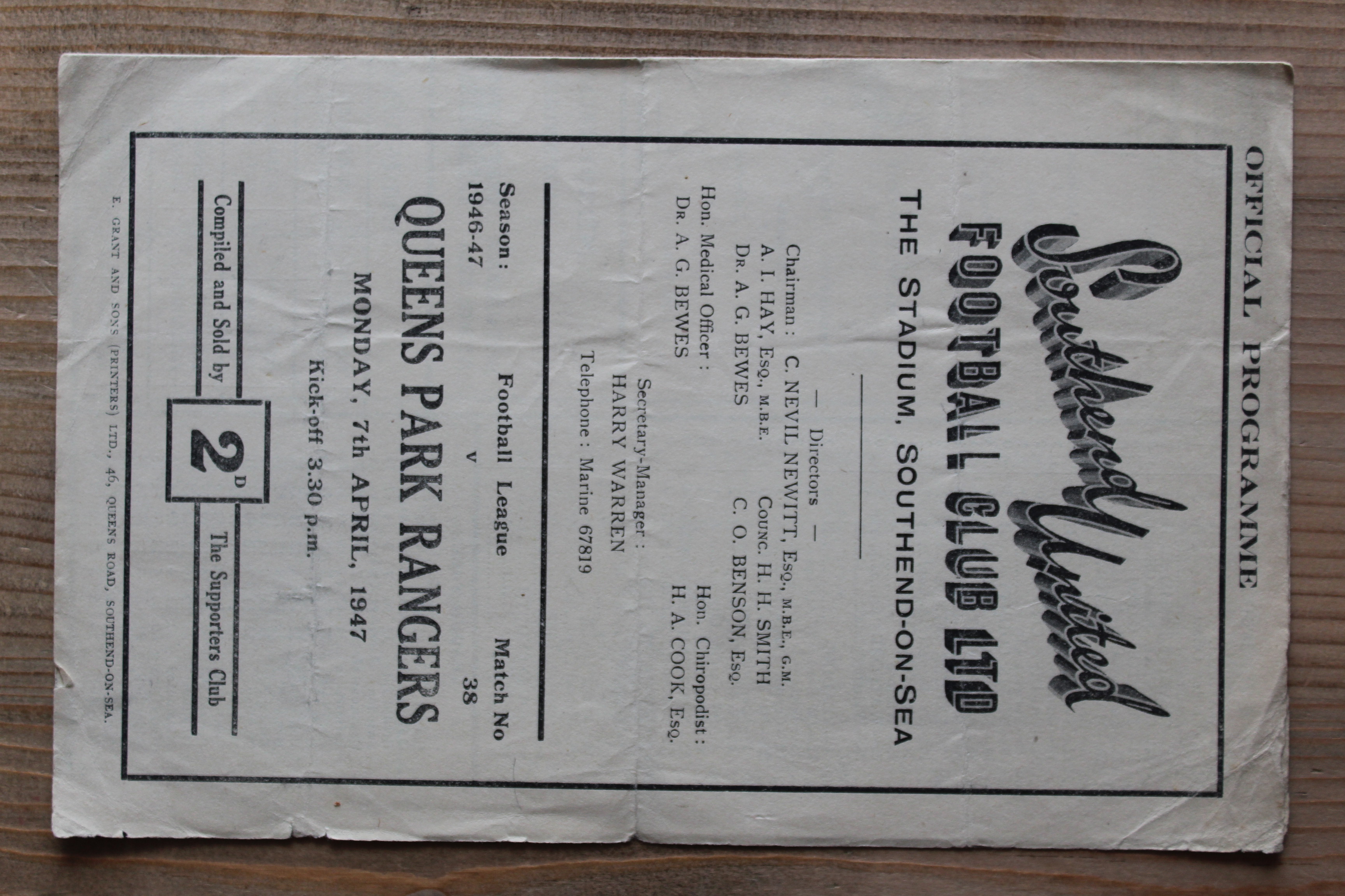 Southend United FC v Queens Park Rangers FC