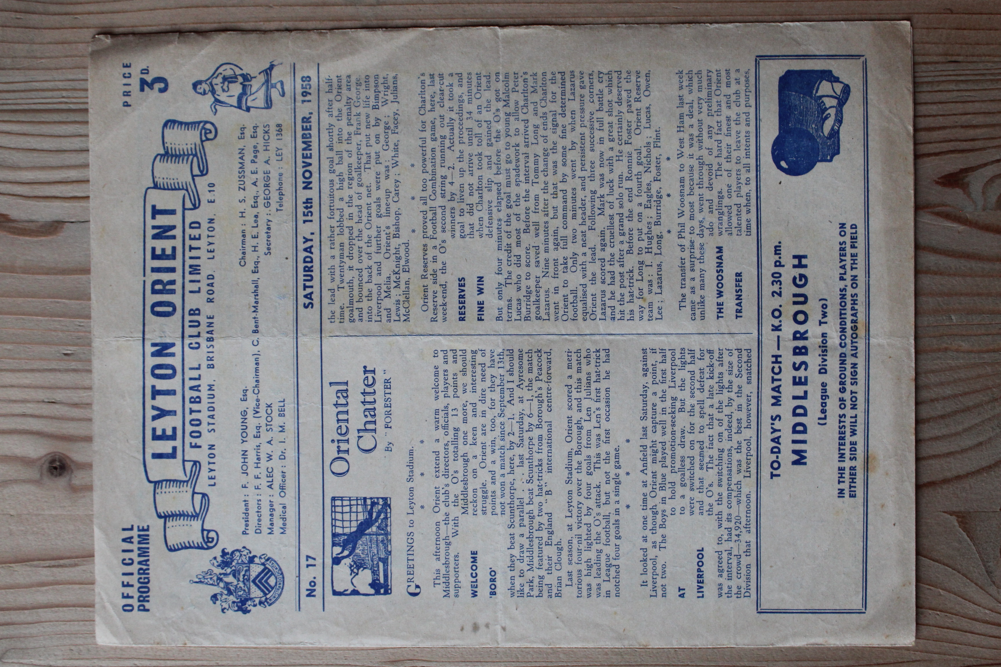 Leyton Orient FC v Middlesbrough FC