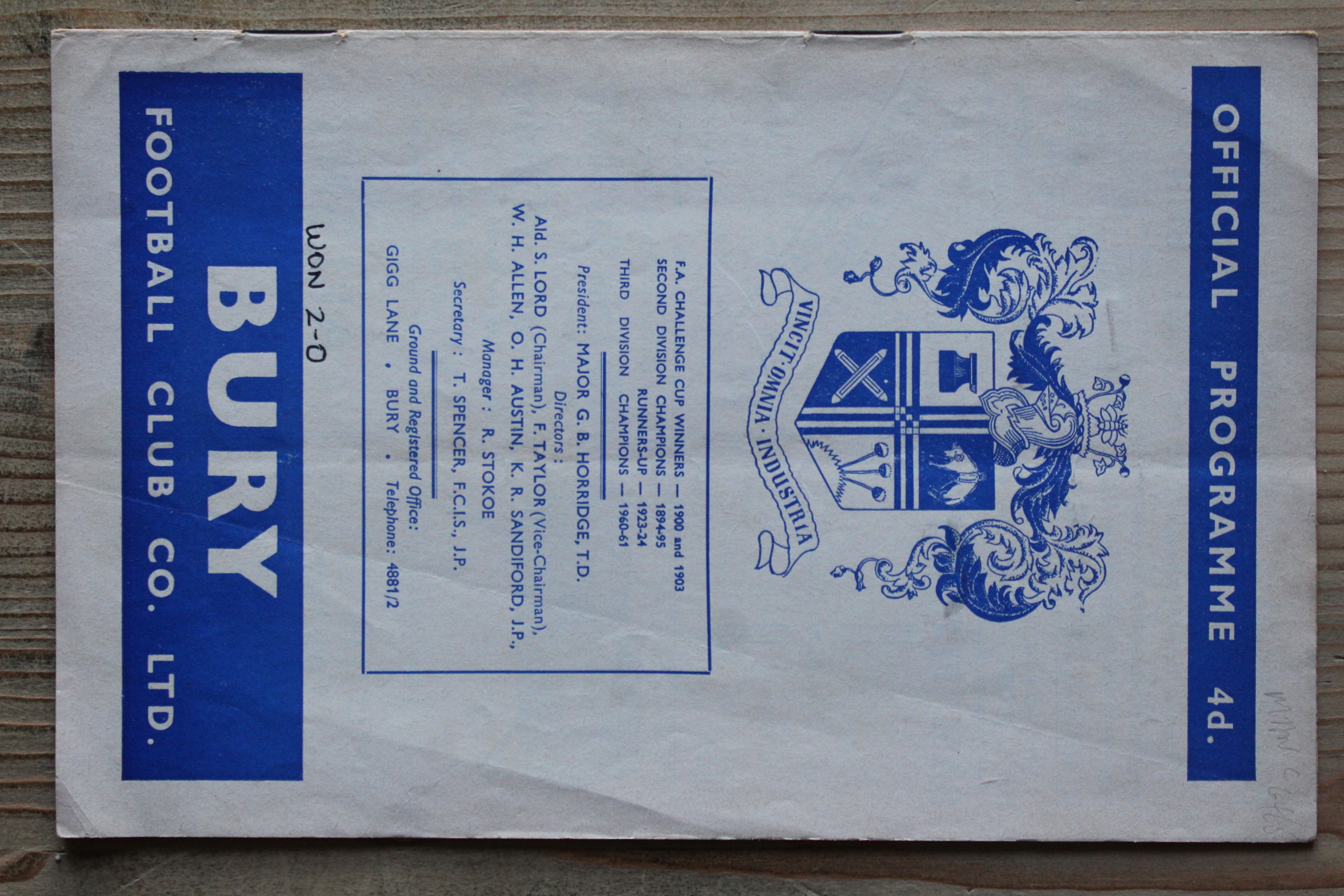 Bury FC v Manchester City FC