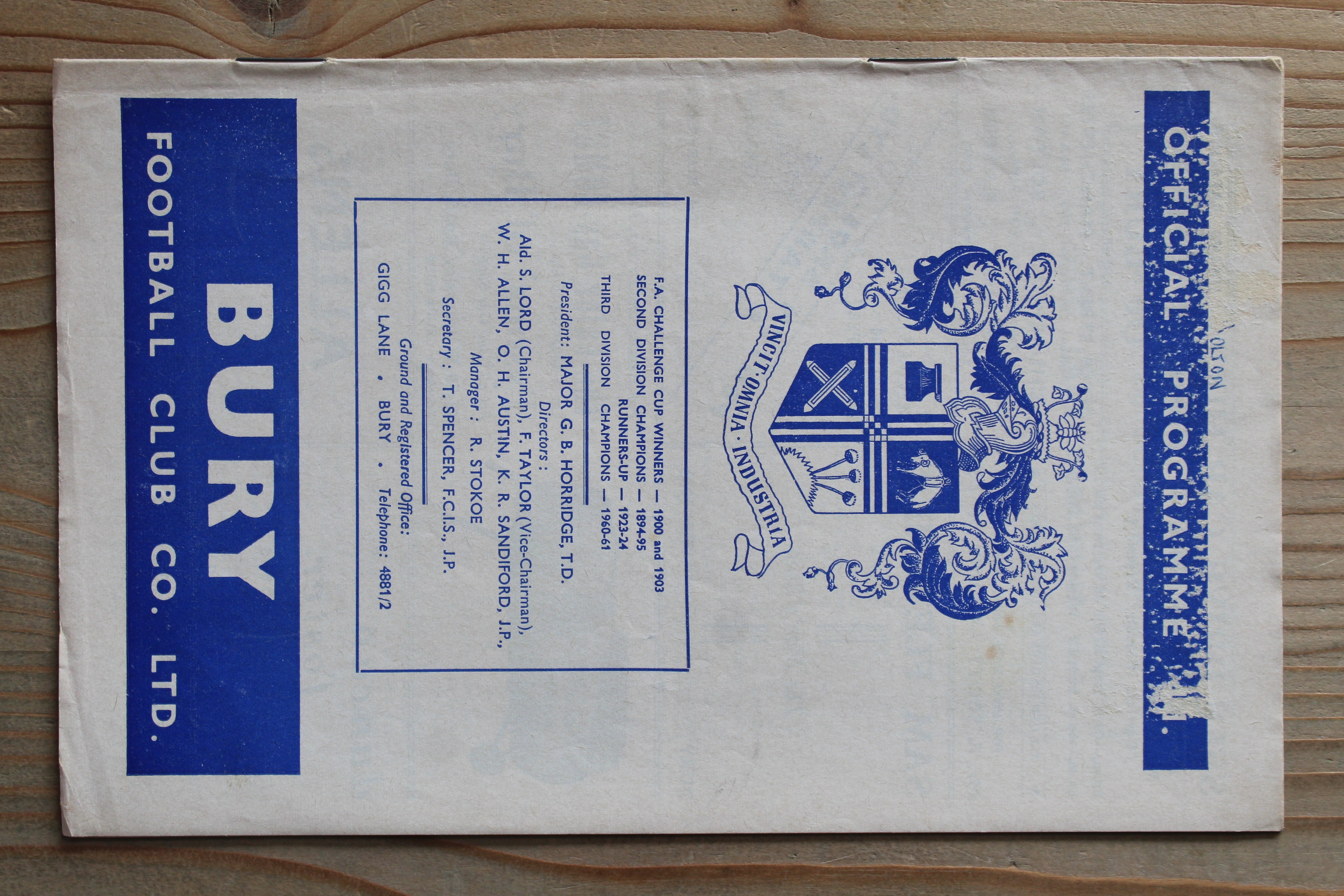 Bury FC v Bolton Wanderers FC