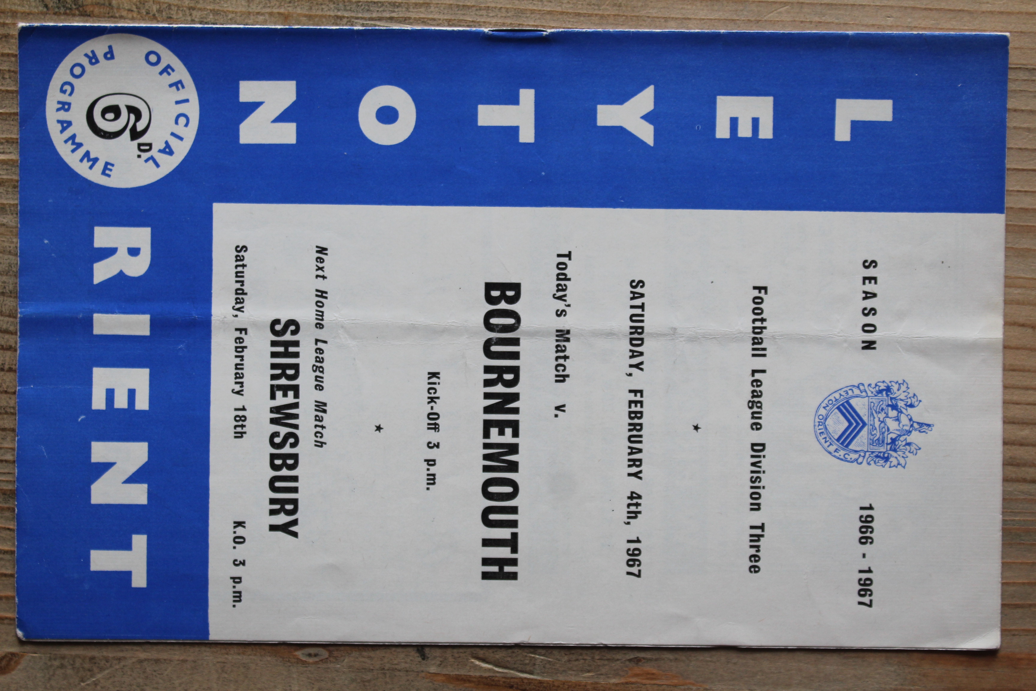 Leyton Orient FC v Bournemouth & Boscombe