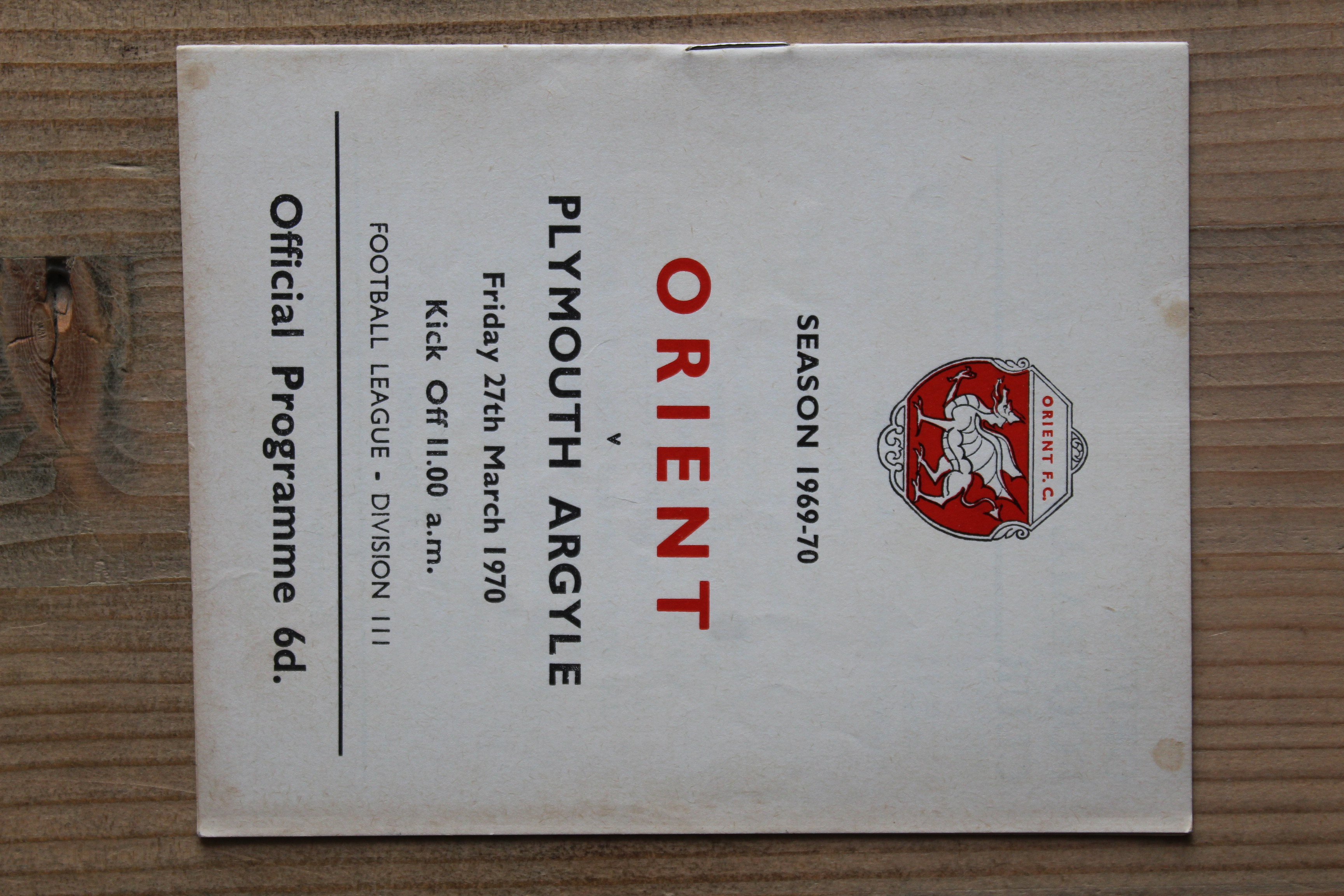 Orient v Plymouth Argyle FC