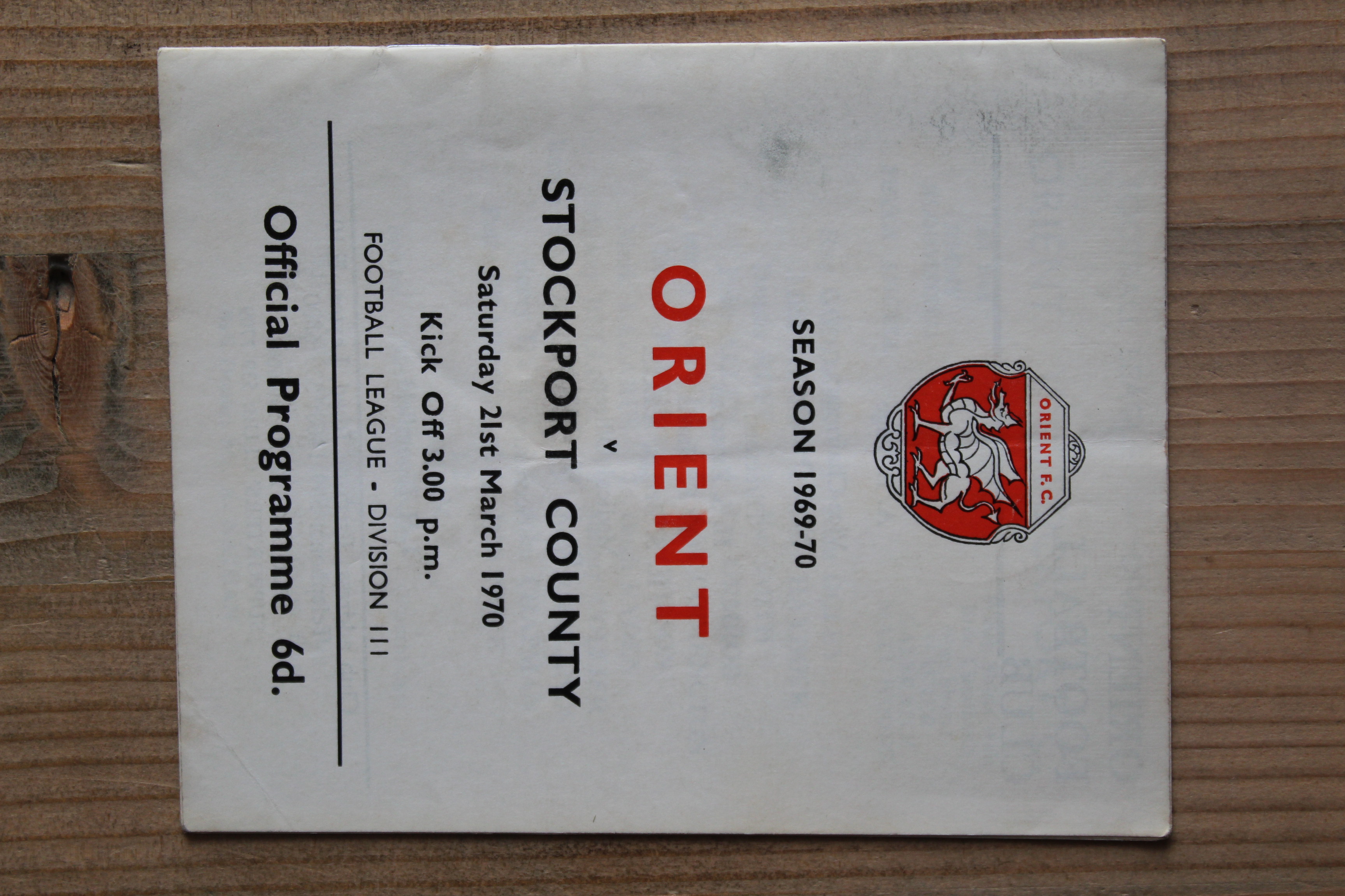 Orient v Stockport County FC