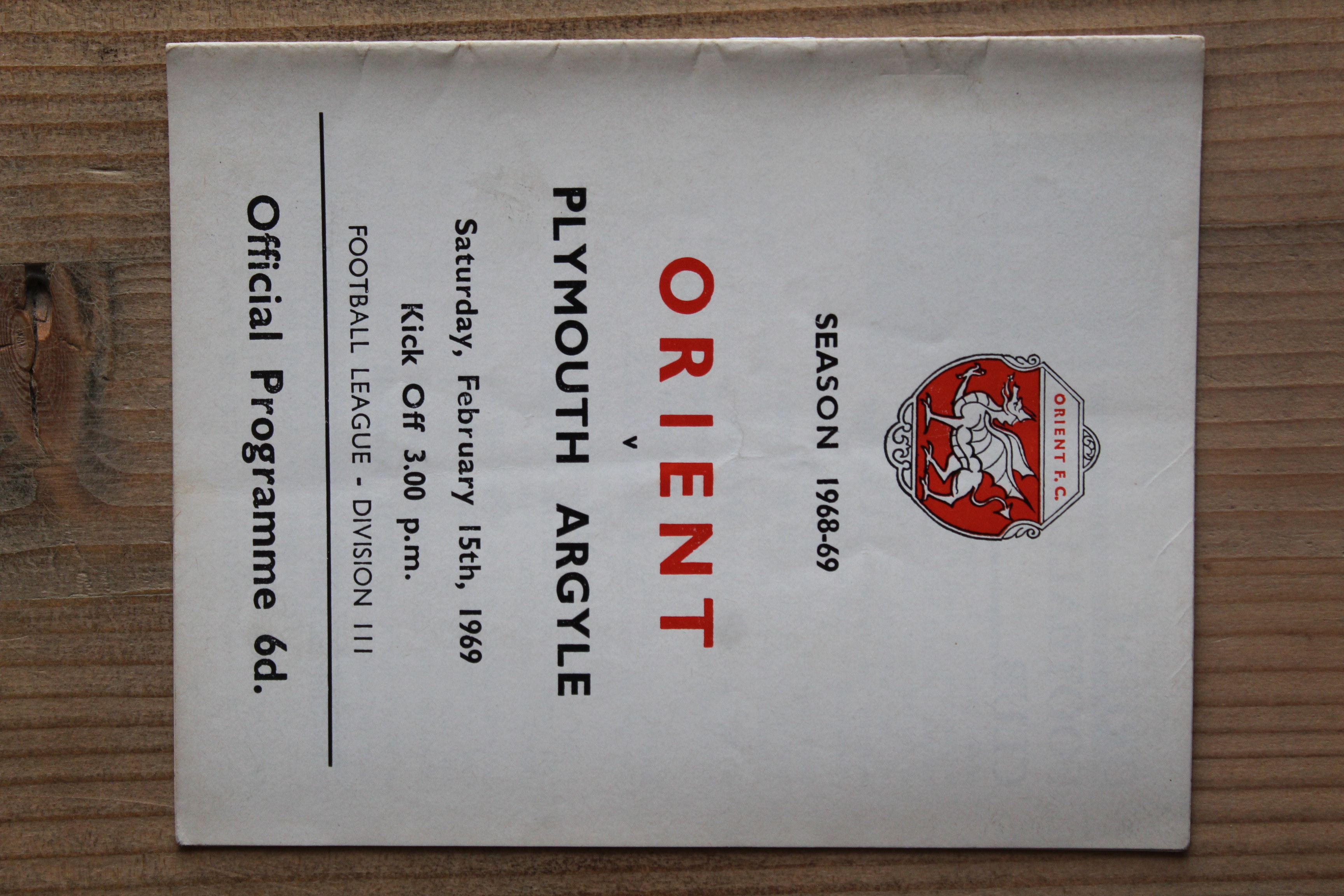 Orient v Plymouth Argyle FC
