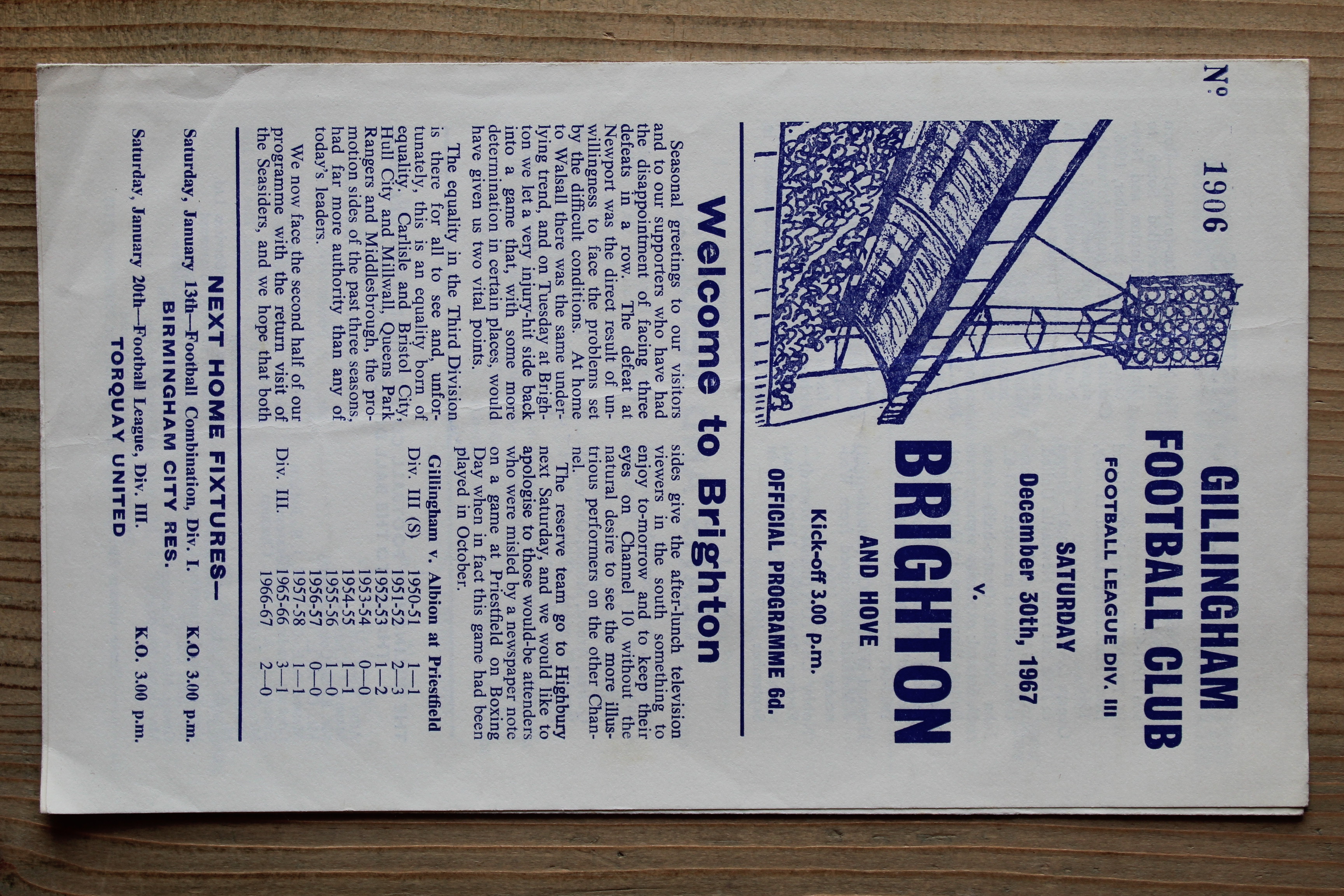 Gillingham FC v Brighton & Hove Albion FC