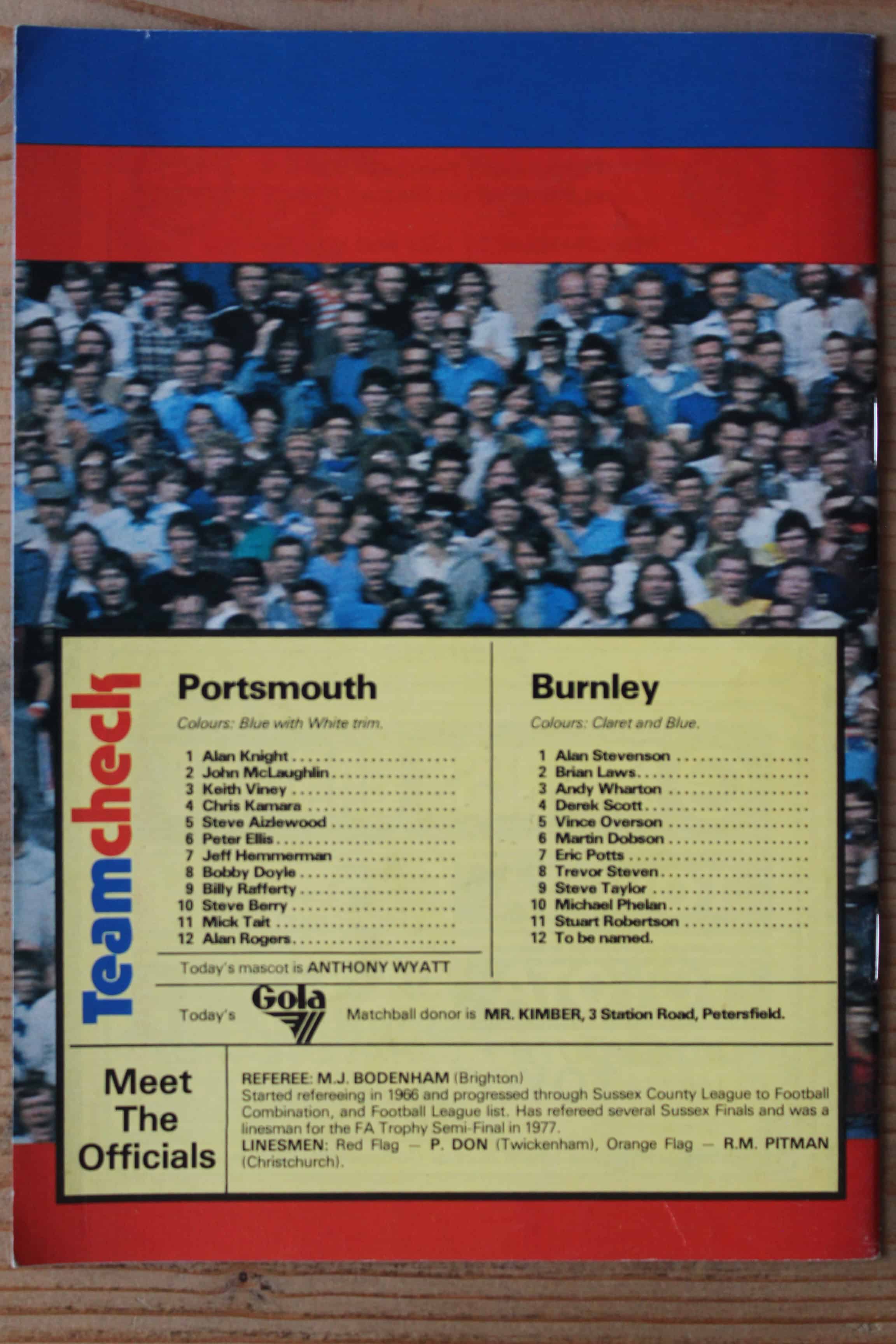 Portsmouth FC v Burnley FC